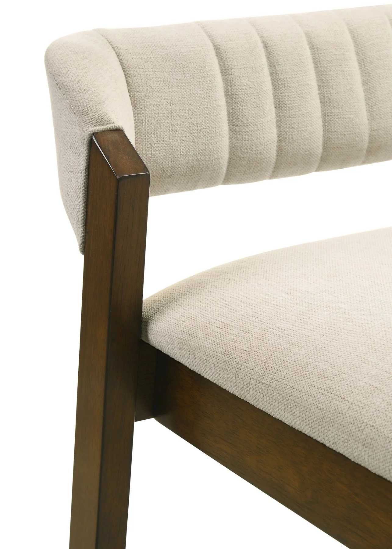 Landyn 30 in. Sepia Brown Bar Height Rubberwood Barstool with Ecru Fabric Seat - Image 6