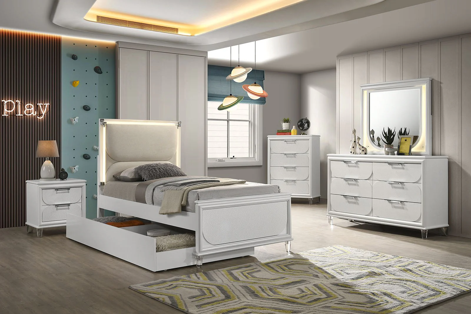 Lareina 4 Pc. Full Bedroom Set, Pearl White - Image 2