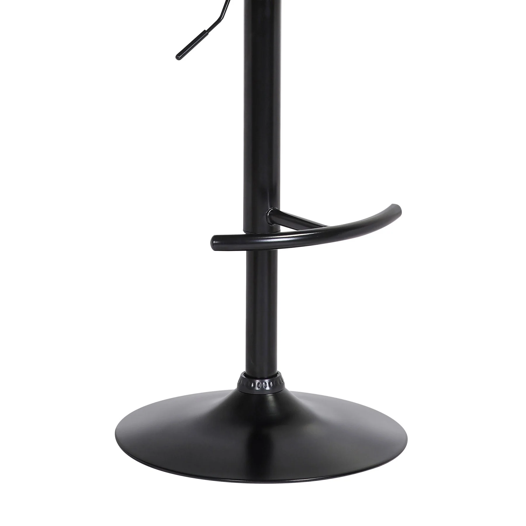 Larisa Adjustable Walnut Wood Bar Stool in Black Faux Leather with Black Metal - Image 8