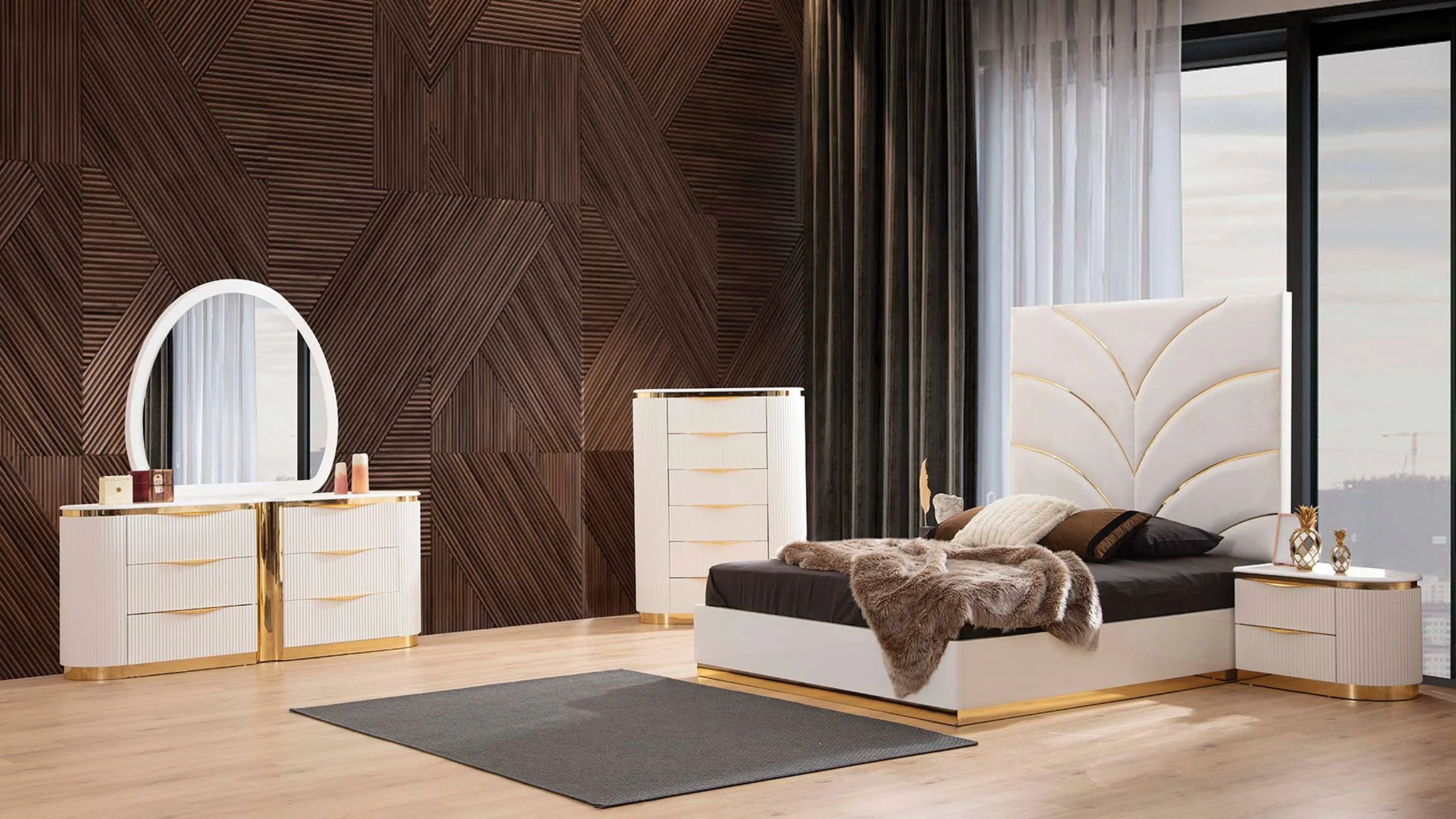 Laura King 5-n Pc Bedroom Set White