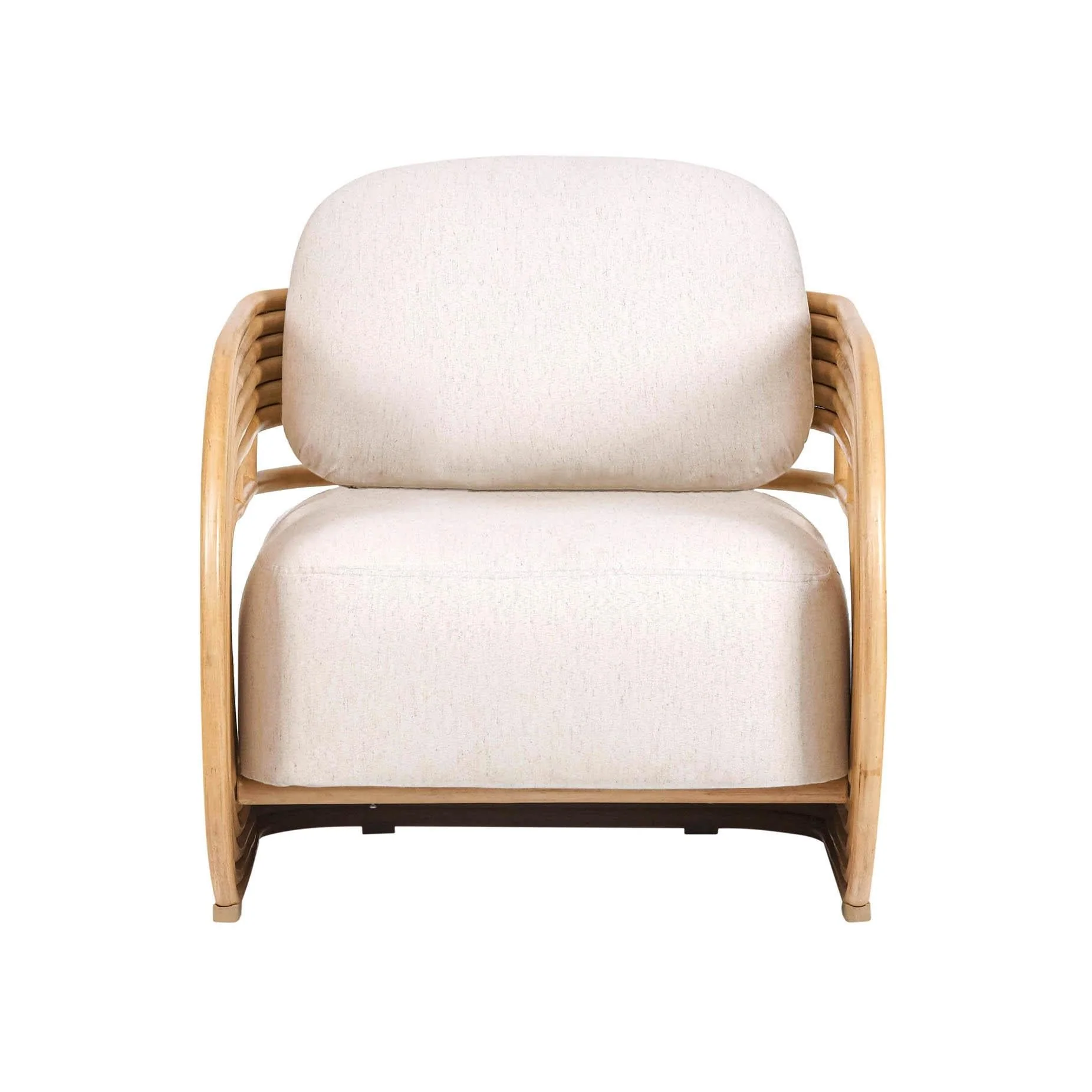 Lauretta Cream Fabric and Natural Rattan Accent Chair - Image 3