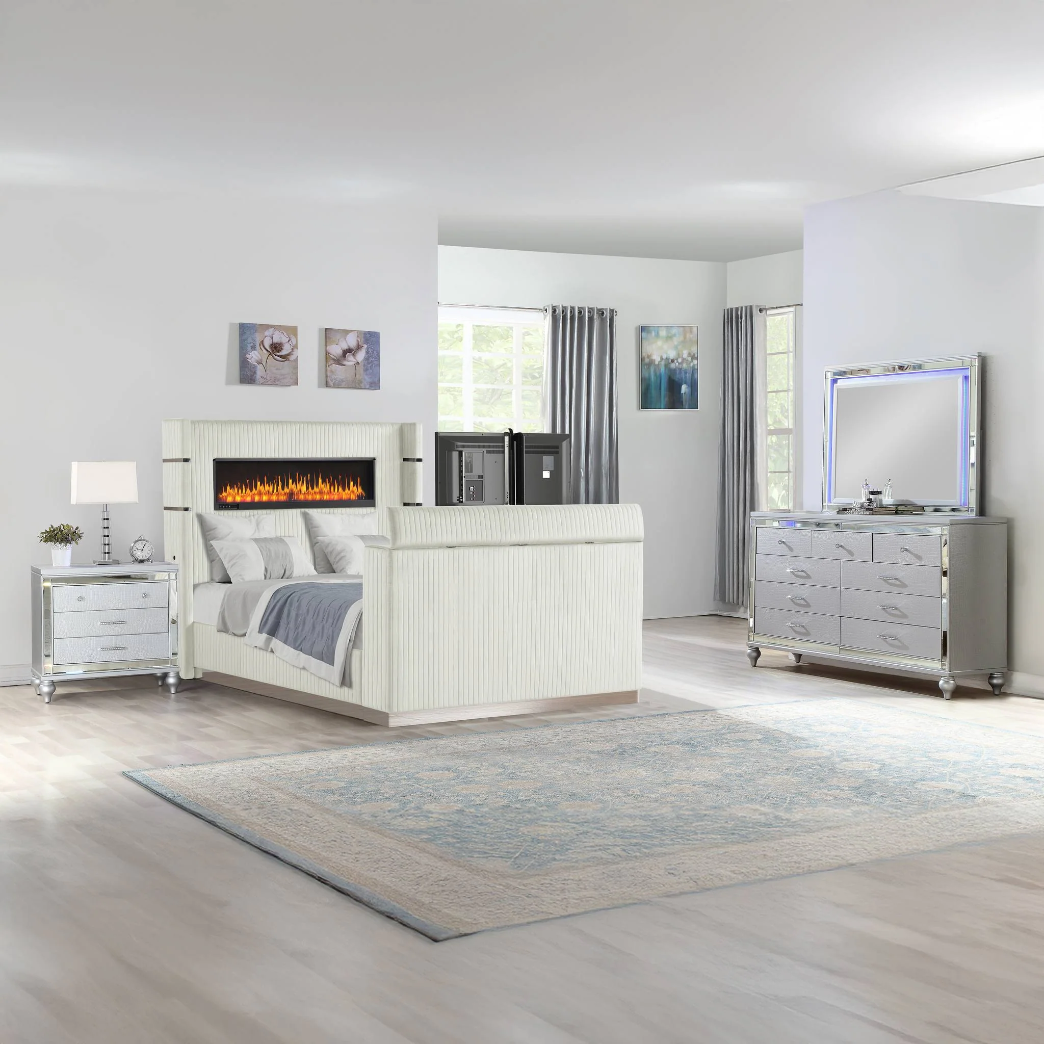 Lavish King 4PC Bedroom Set Beige