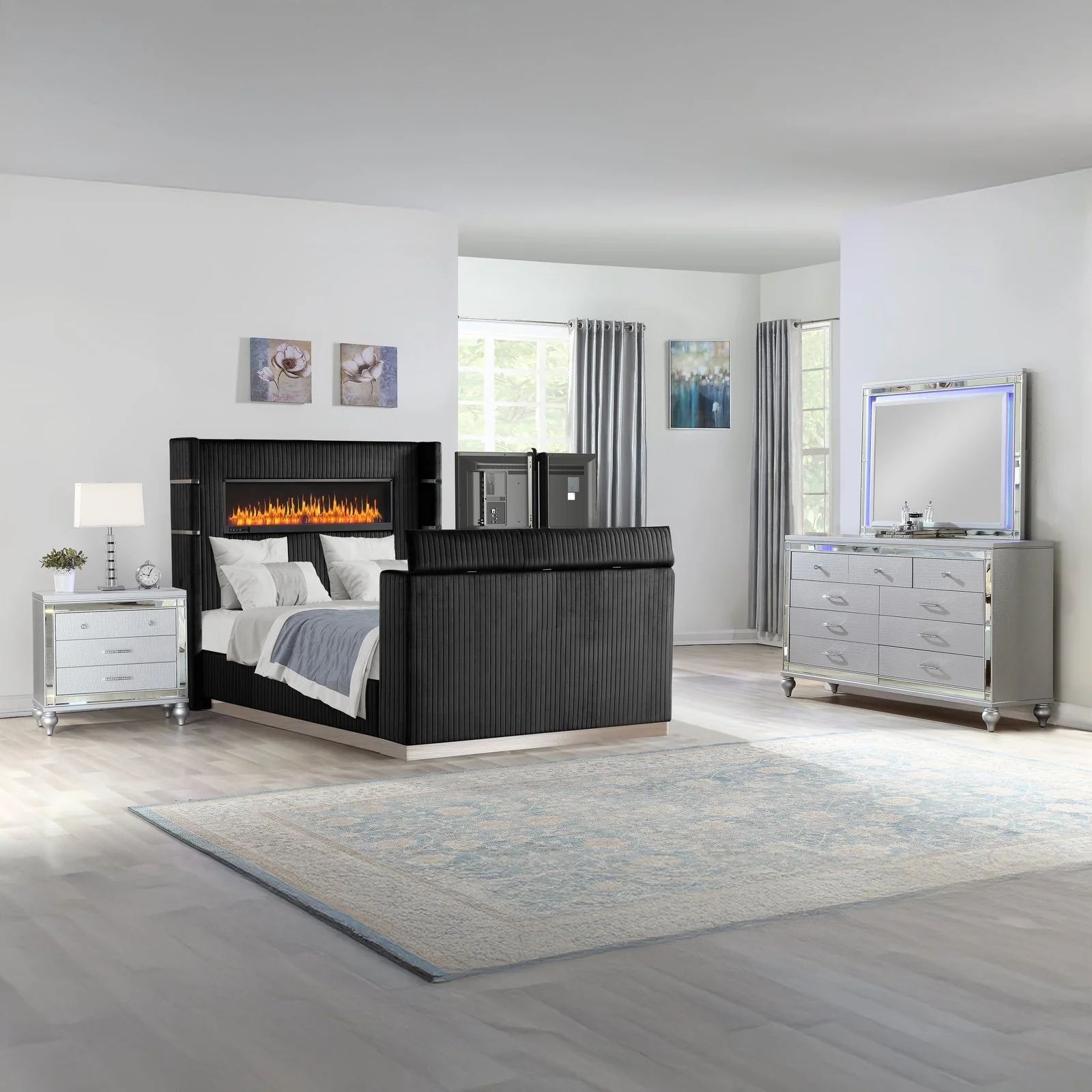 Lavish King 4PC Bedroom Set Black