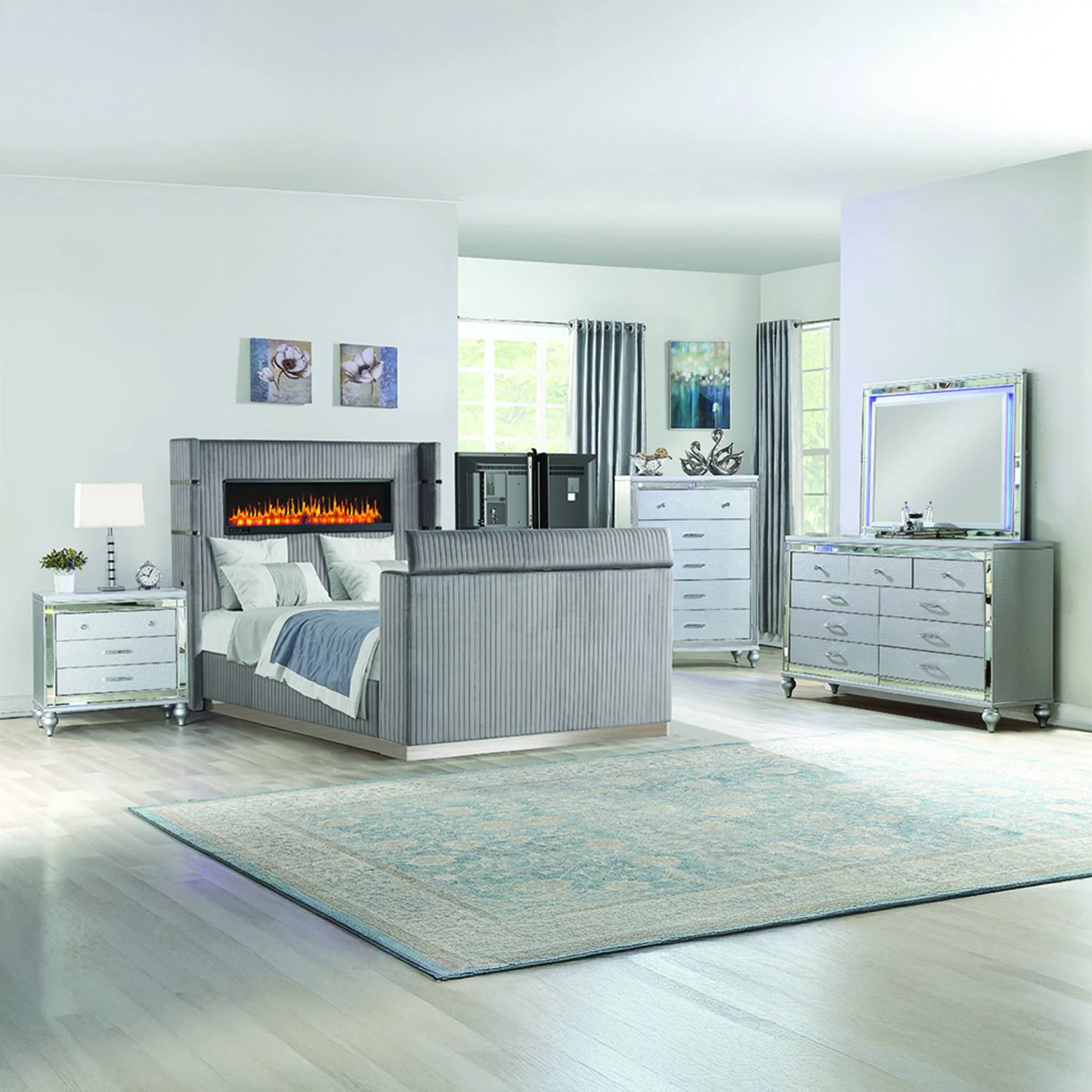 Lavish King 5PC Bedroom Set Gray