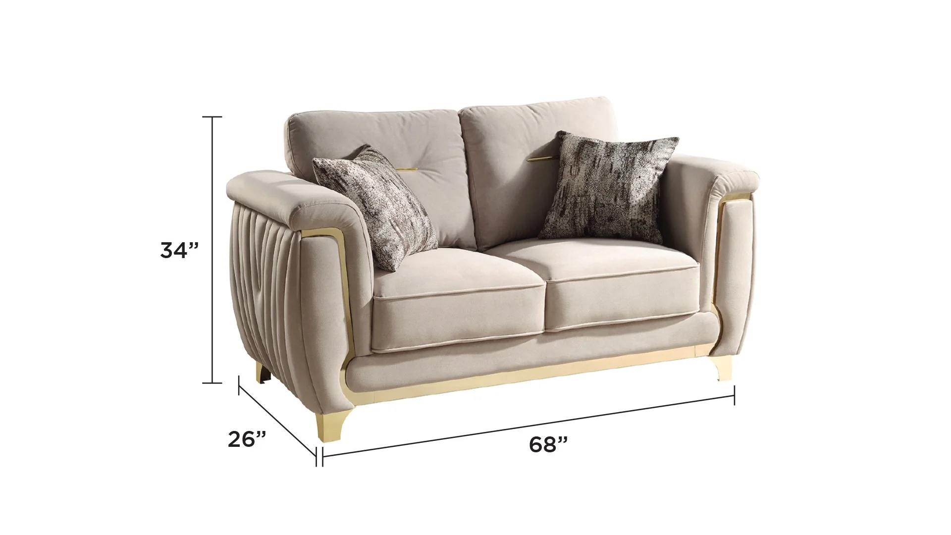 Leena 2PC Living Room Set Beige - Image 7