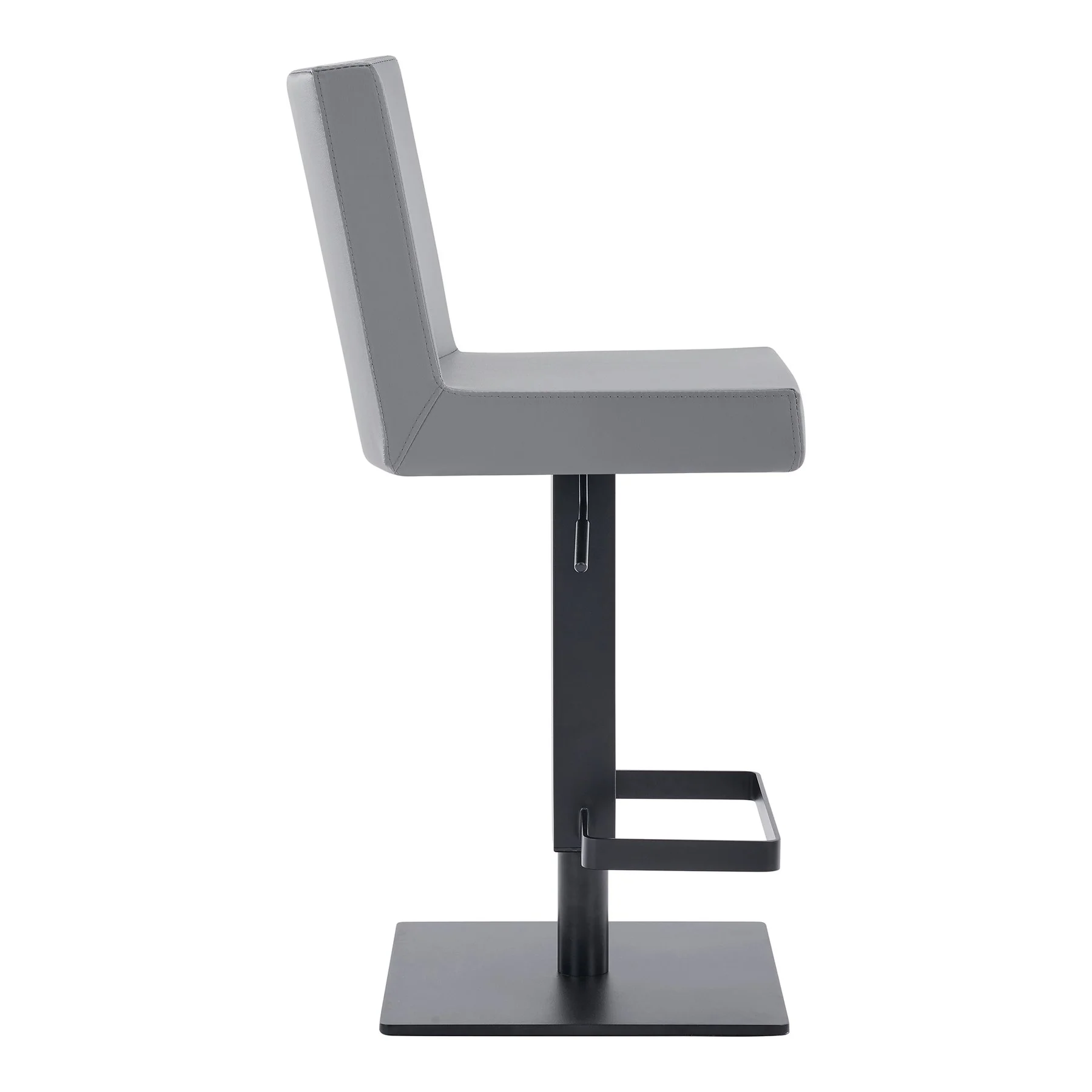 Legacy Adjustable Height Swivel Gray Faux Leather and Black Metal Bar Stool - Image 3