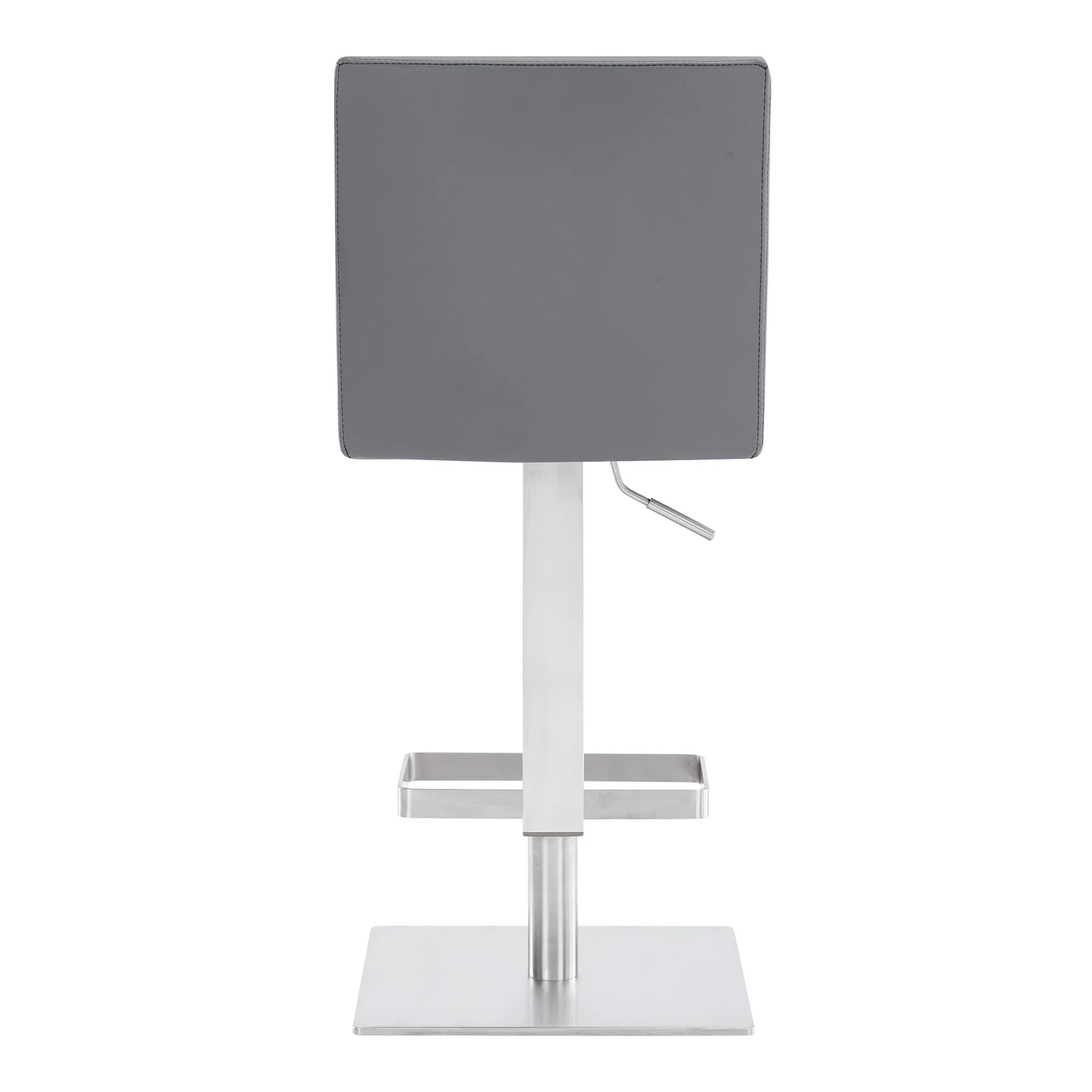 Legacy Adjustable Height Swivel Gray Faux Leather and Brushed Stainless Steel Bar Stool - Image 4