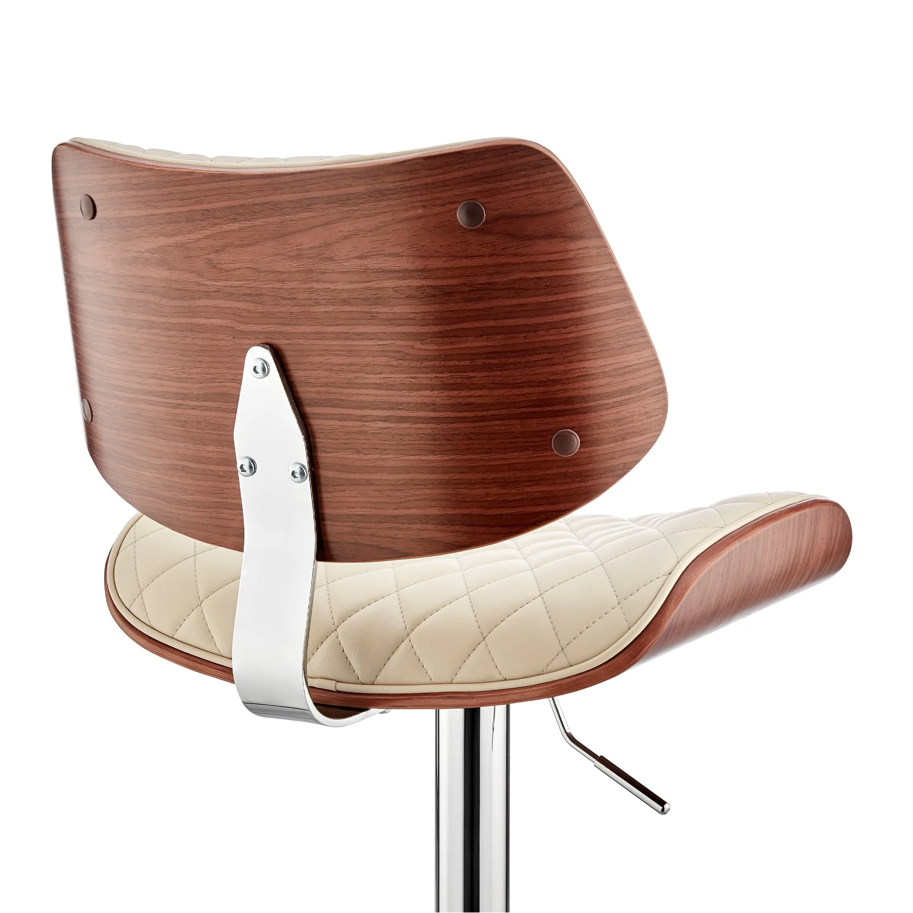 Leland Adjustable Cream Faux Leather and Chrome Finish Bar Stool - Image 7