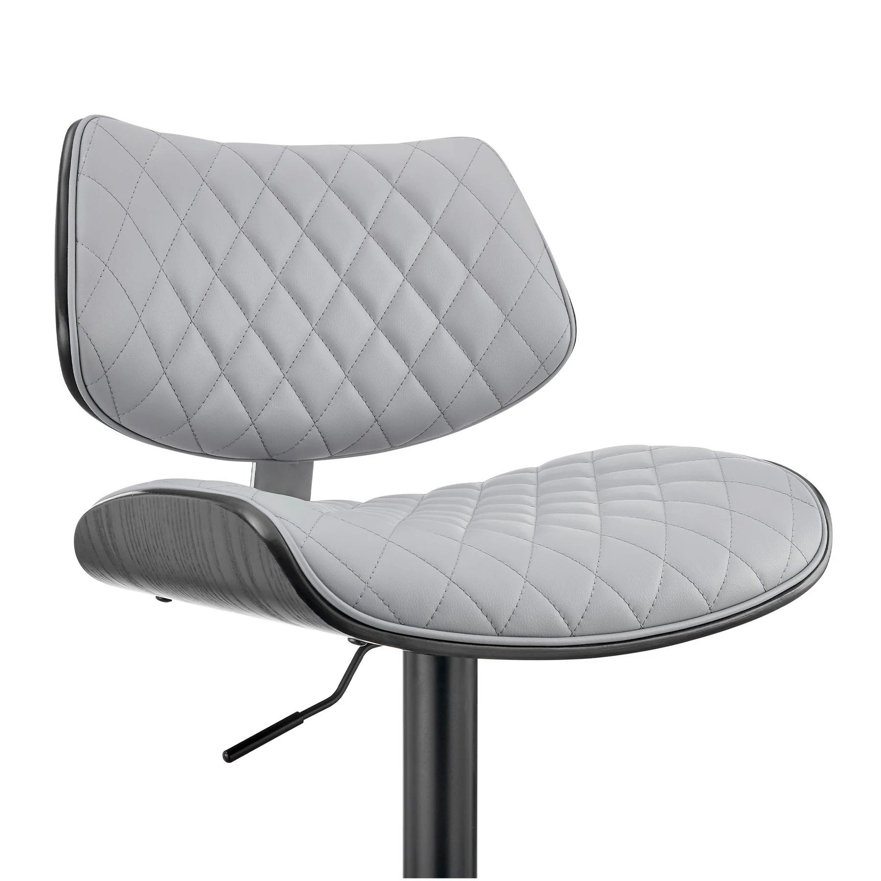 Leland Adjustable Gray Faux Leather and Black Finish Bar Stool - Image 6