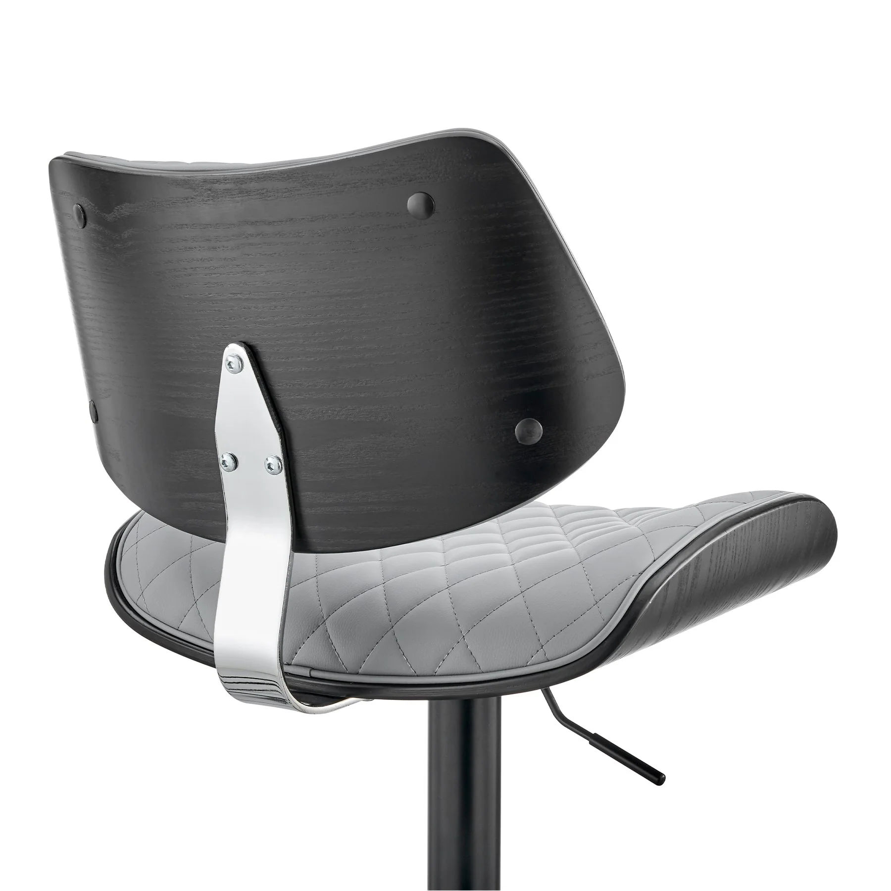 Leland Adjustable Gray Faux Leather and Black Finish Bar Stool - Image 7