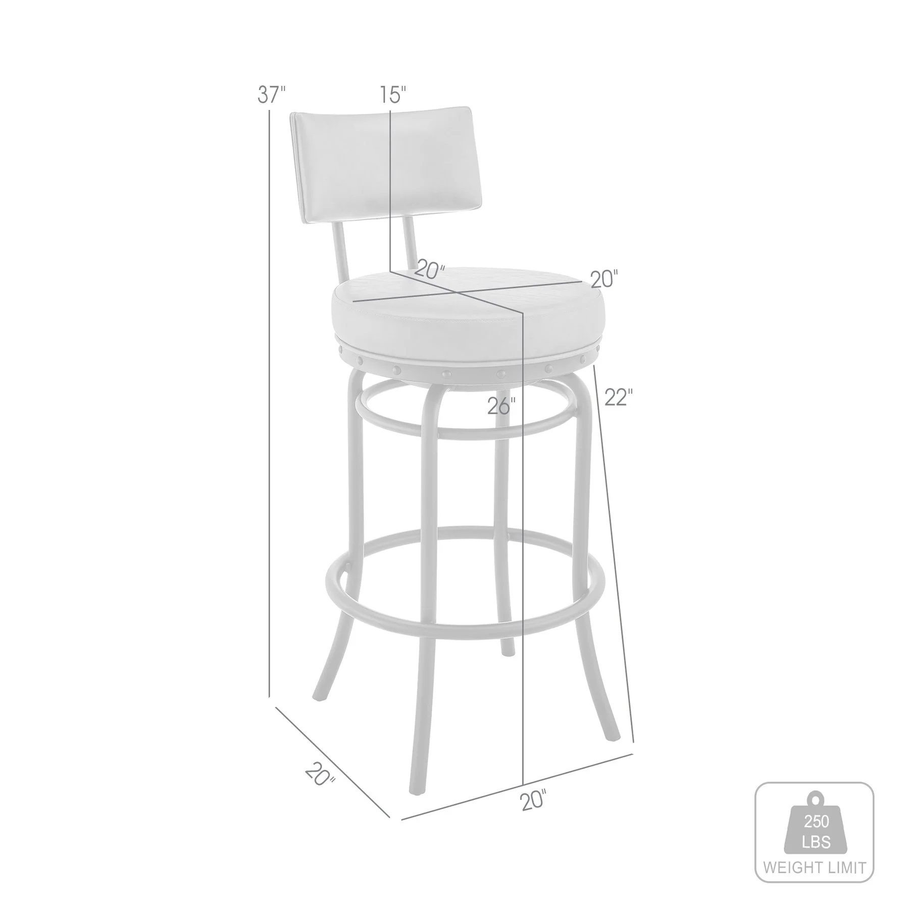 Leslie Swivel Counter or Bar Stool in Black Finish with Gray Faux Leather - Image 11