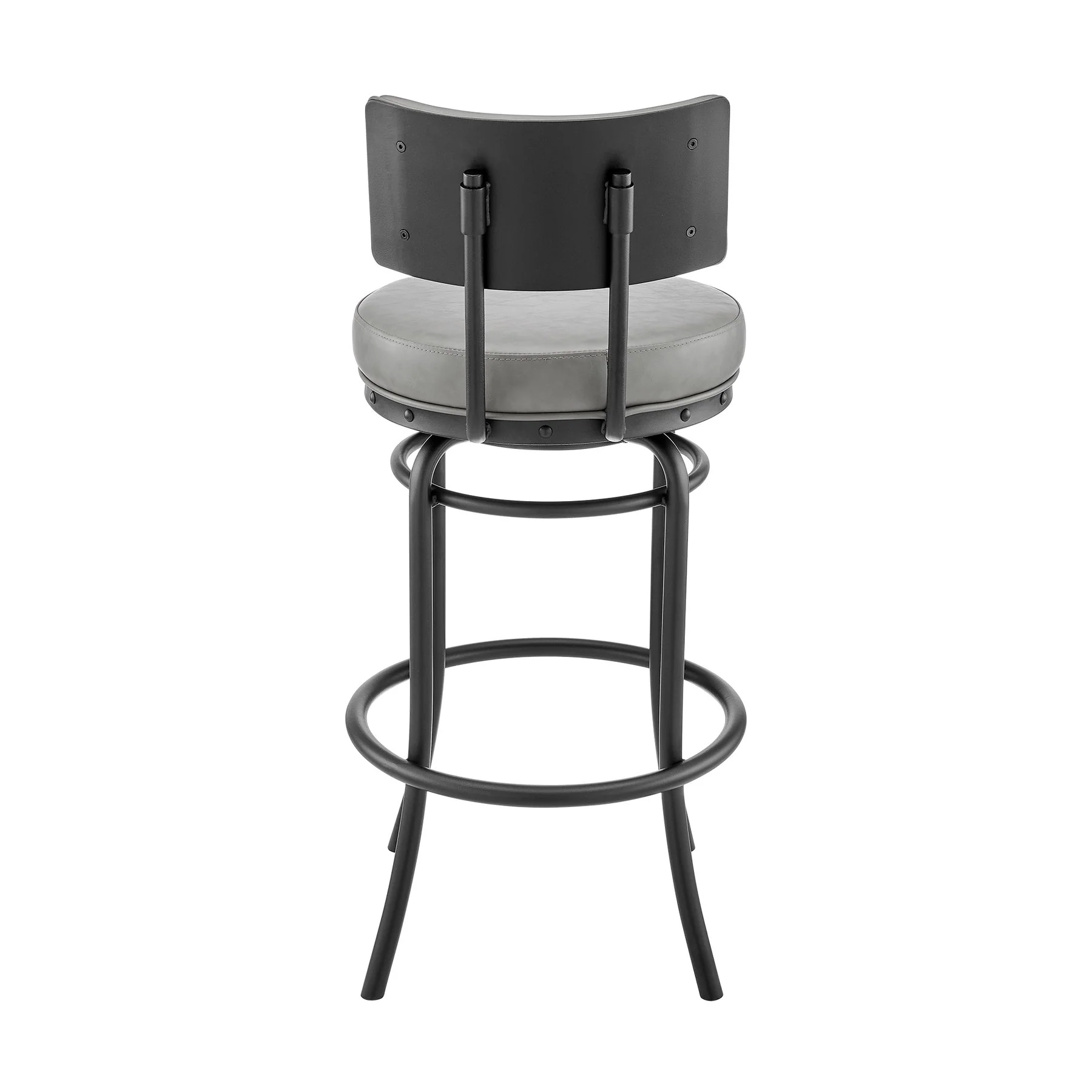 Leslie Swivel Counter or Bar Stool in Black Finish with Gray Faux Leather - Image 5
