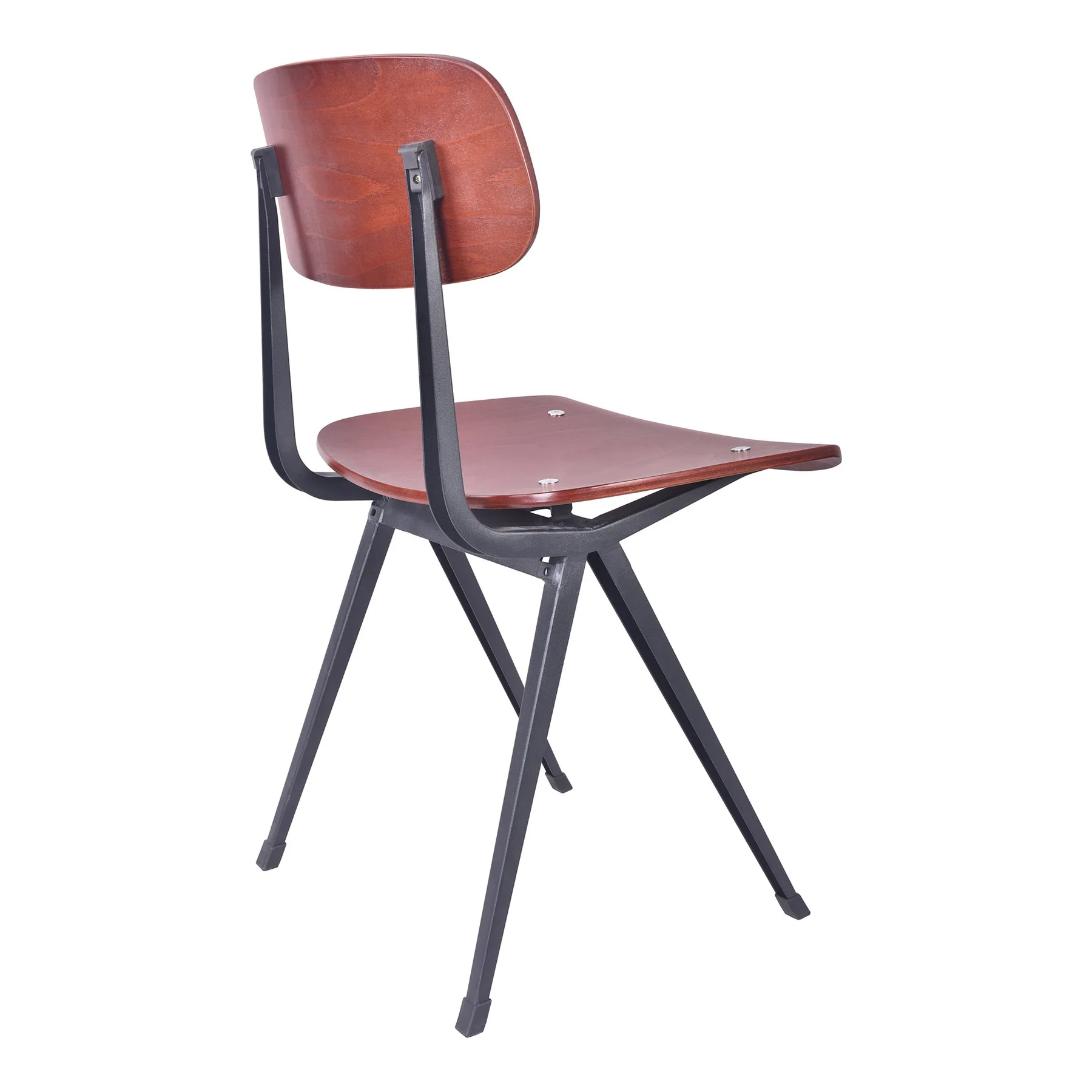 Levi Industrial Dining Chair in Black Metal with Wood Seat and Back - Set of 2 - Image 3