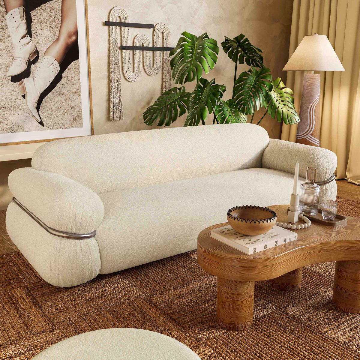 Leyla Cream Boucle Sofa - Image 2