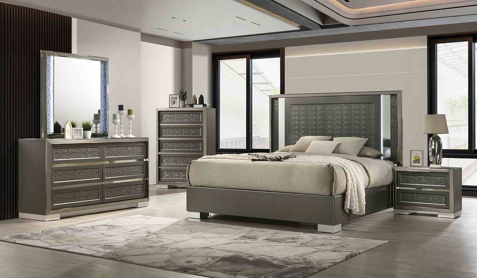 Leyland E.King Bed, Dark Gray