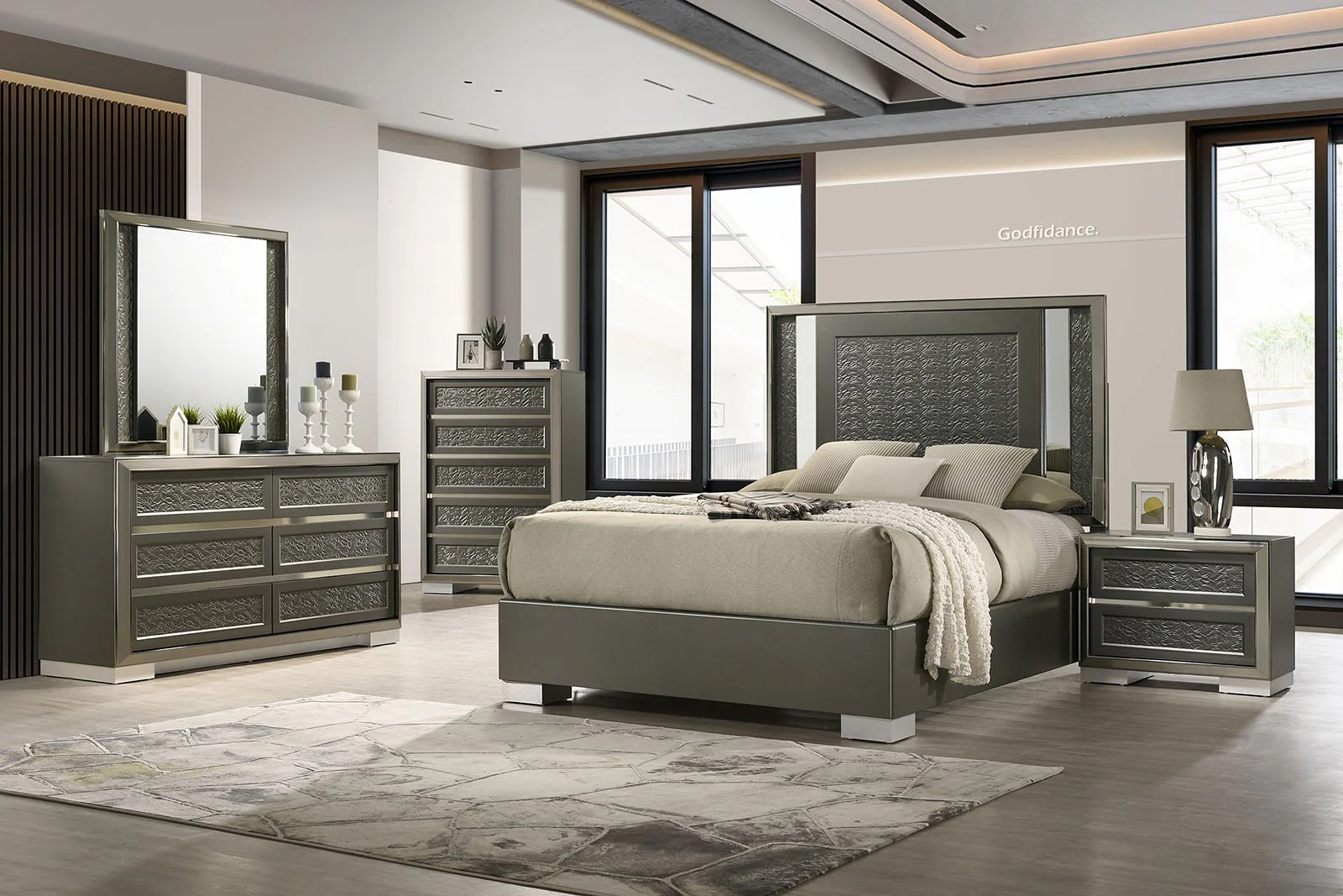 Leyland E.King Bed, Dark Gray - Image 2