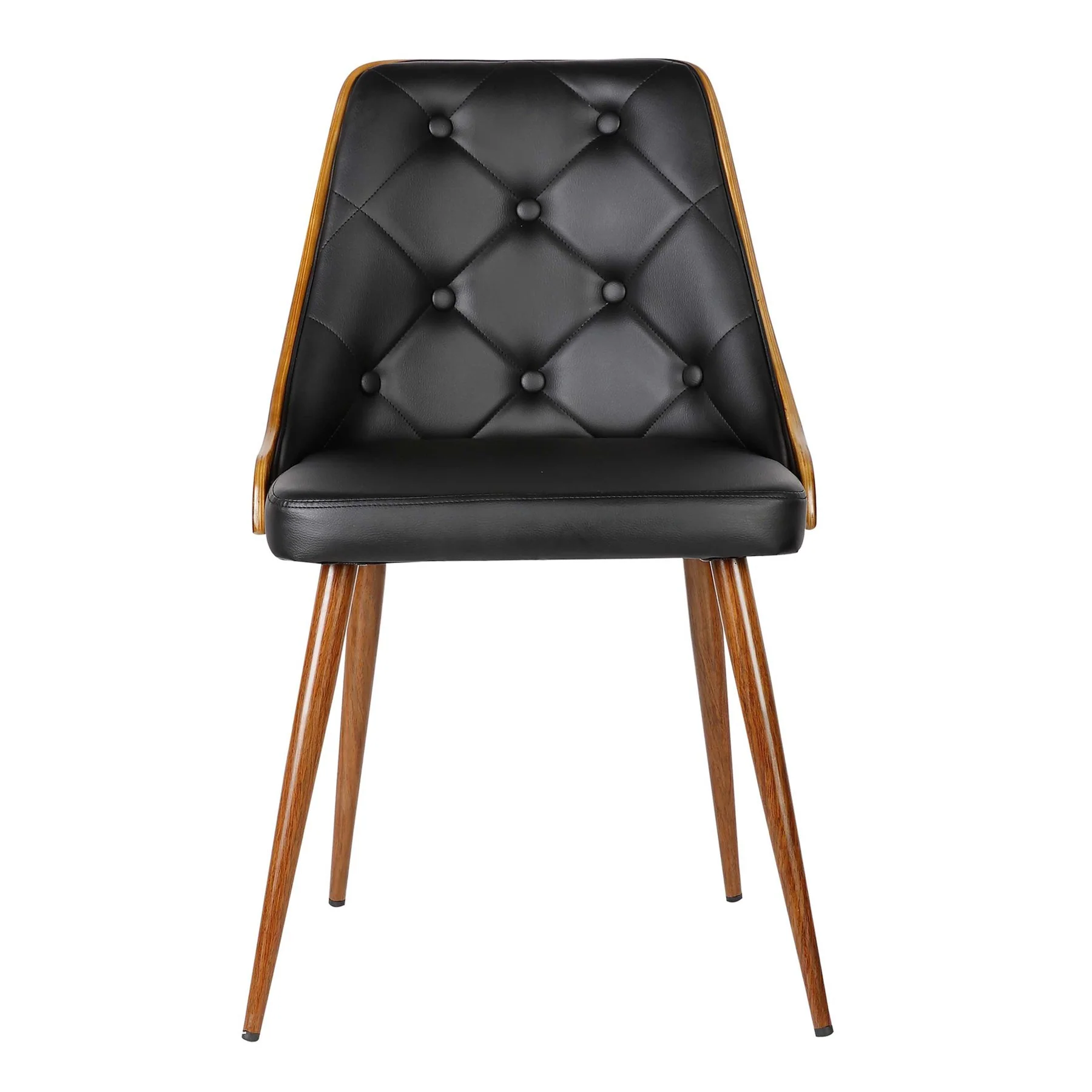 Lily Mid-Century Dining Chair in Walnut Finish and Black Faux Leather - Image 2