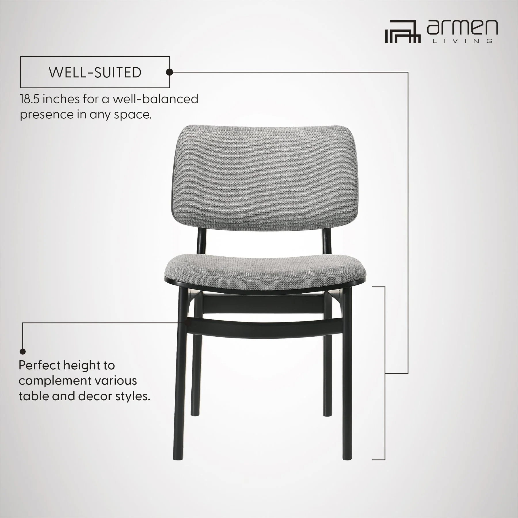 Lima Gray Upholstered Wood Dining Chairs in Black Finish - Set of 2 - Image 8