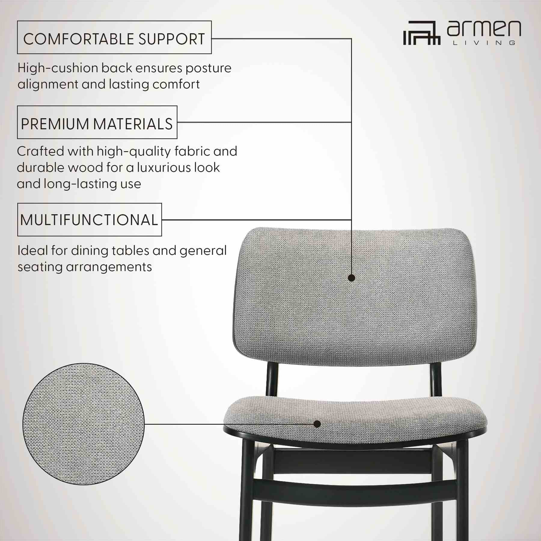 Lima Gray Upholstered Wood Dining Chairs in Black Finish - Set of 2 - Image 9