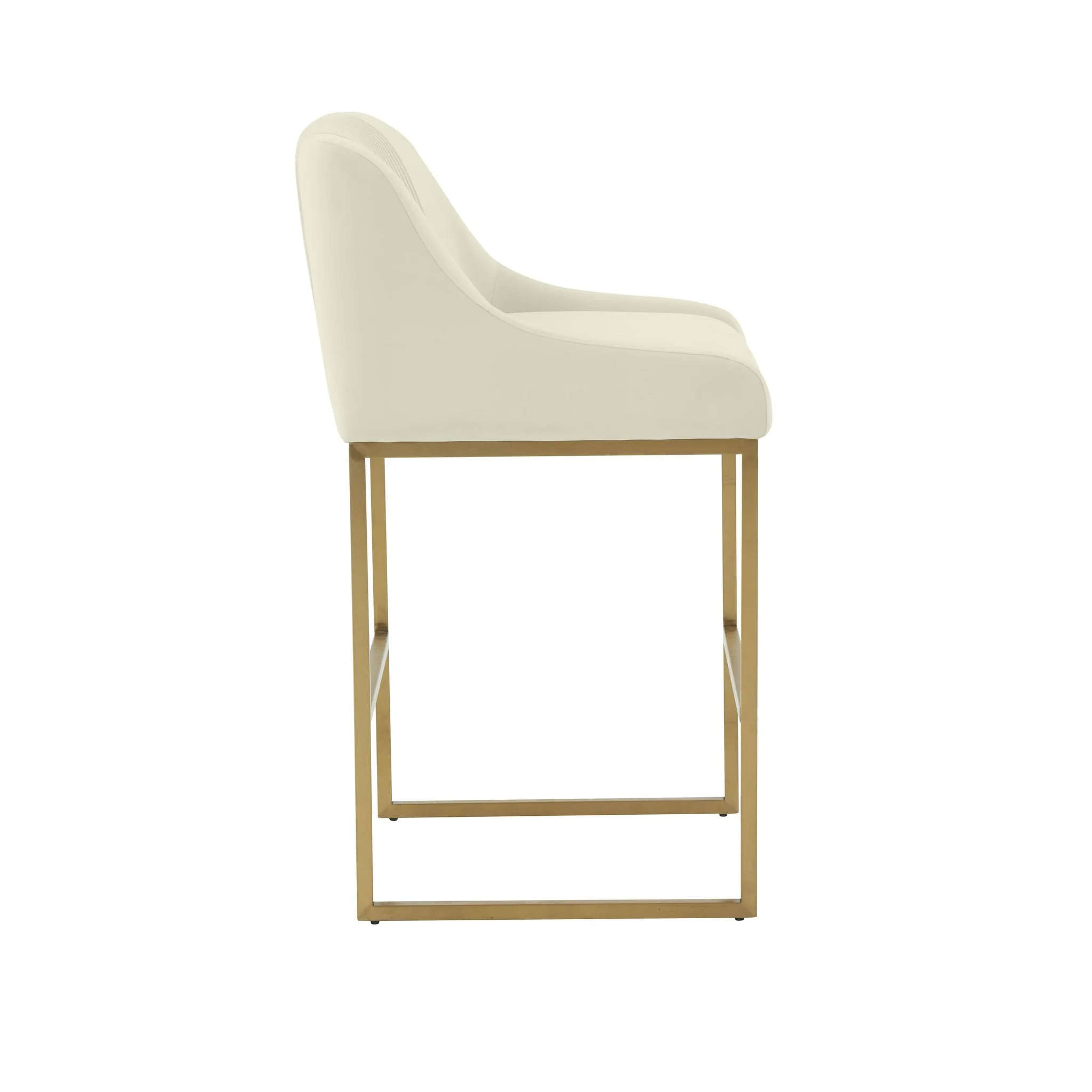 Lisa Cream Pleated Velvet Counter Stool - Image 4