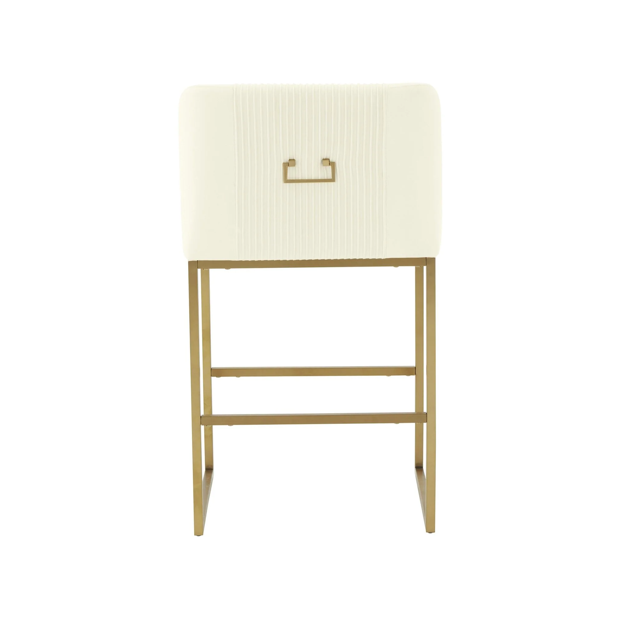 Lisa Cream Pleated Velvet Counter Stool - Image 5