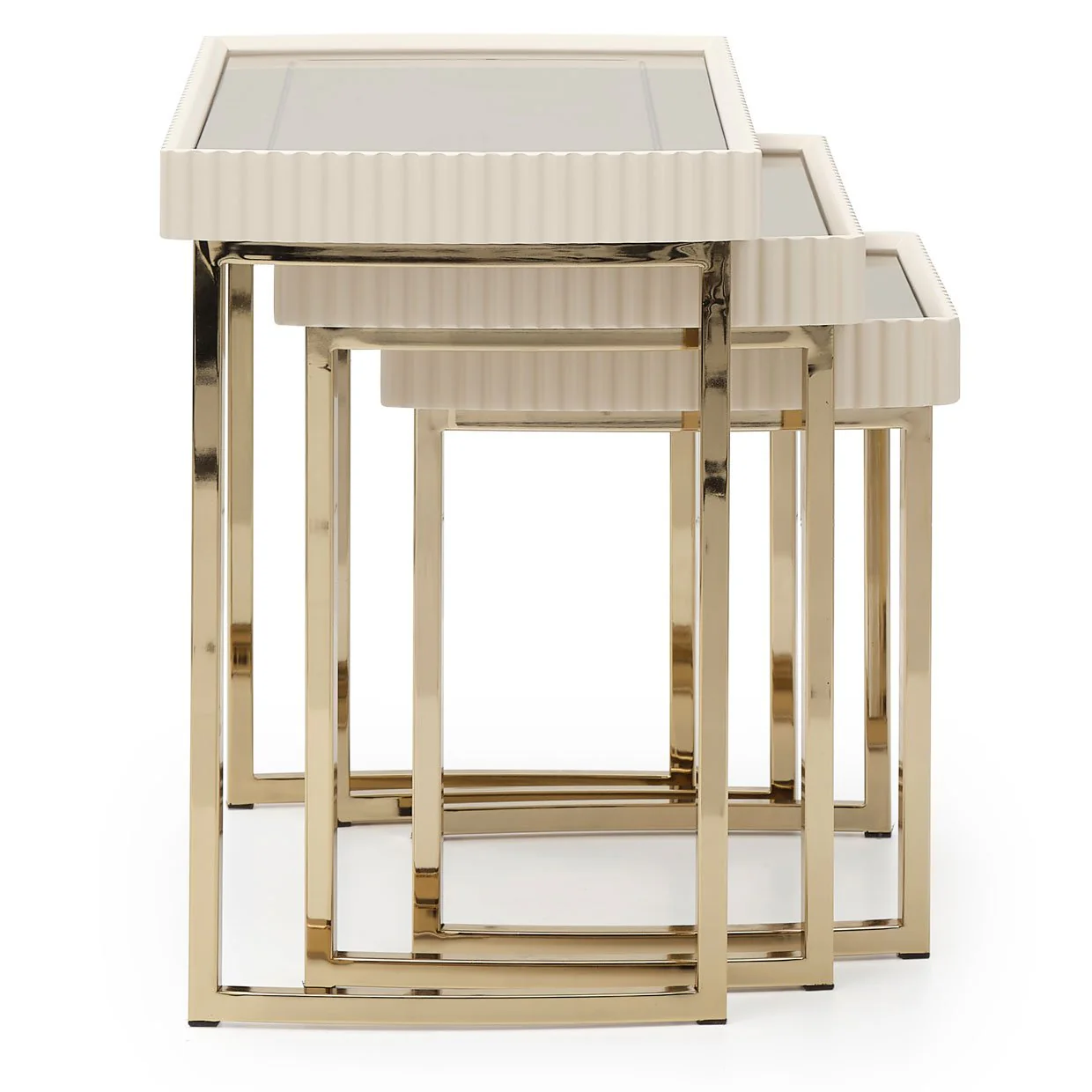 Lisbon Nesting Tables, Set of 3 - Silken Matte Cream - Image 3
