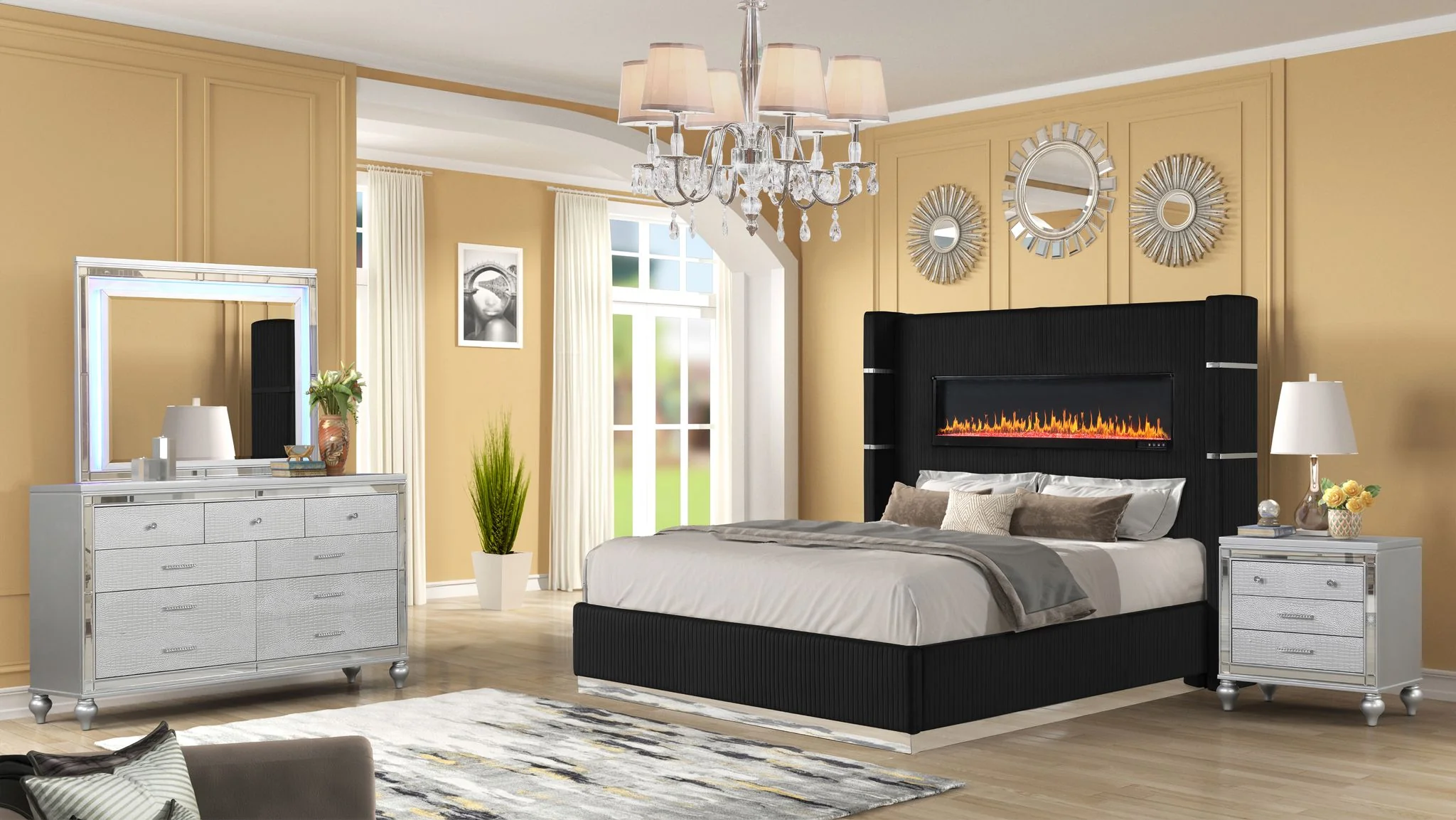 Lizelle King 4 Pc Bedroom Set Black