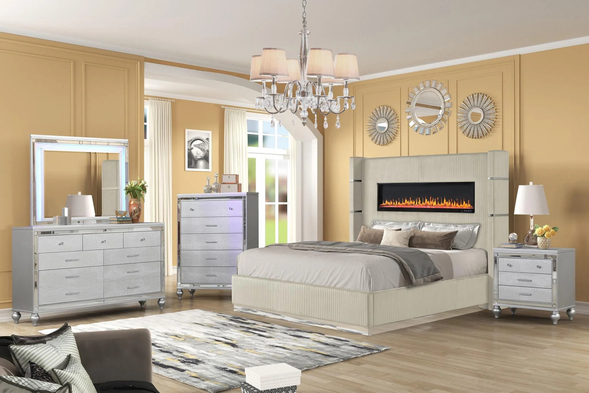 Lizelle Queen 5 Pc Bedroom Set Beige