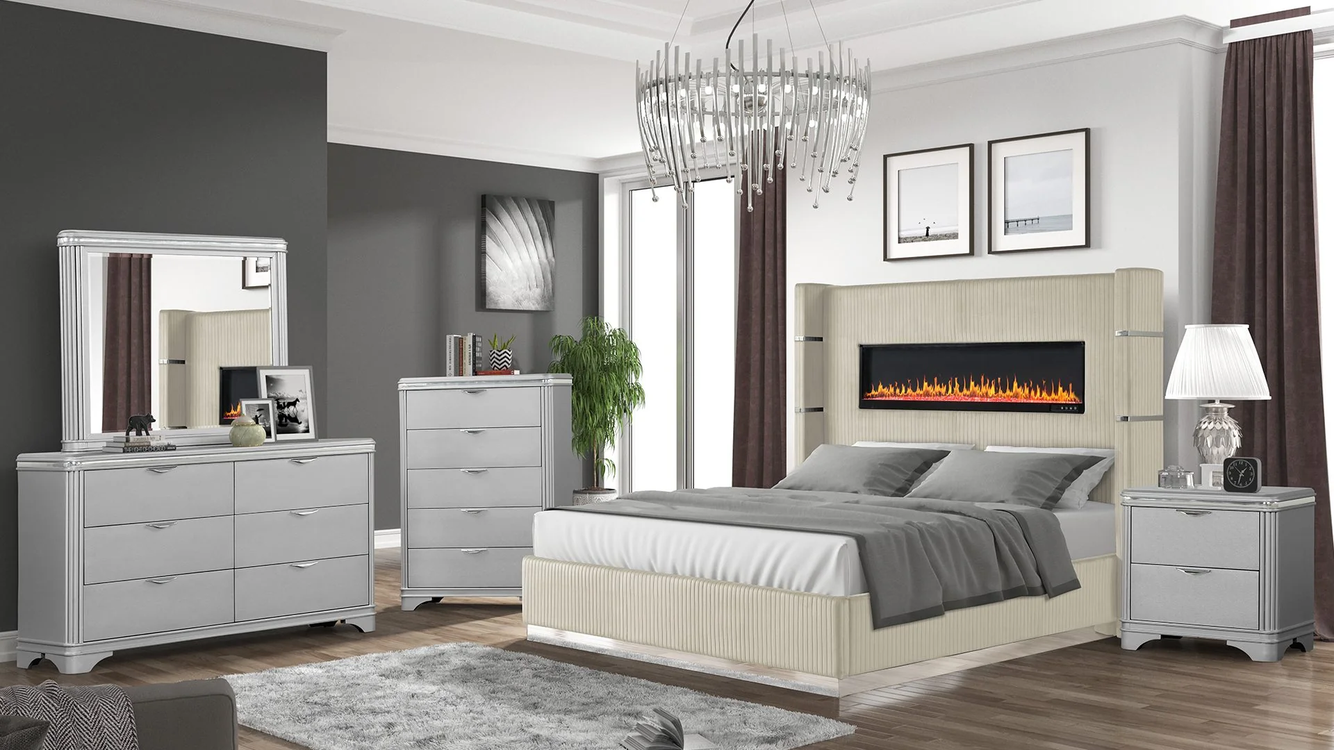 Lizelle Queen 5 Pc Bedroom Set Beige - Image 20