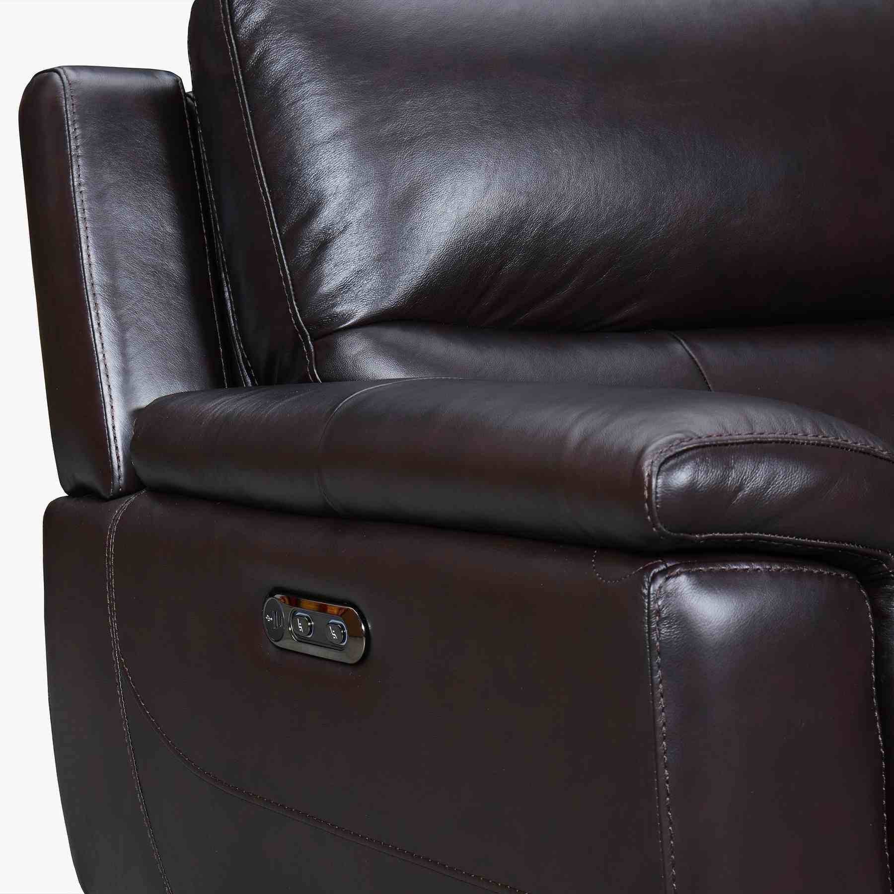 Lizette 65" Brown Leather Power Recliner Loveseat with USB - Image 7