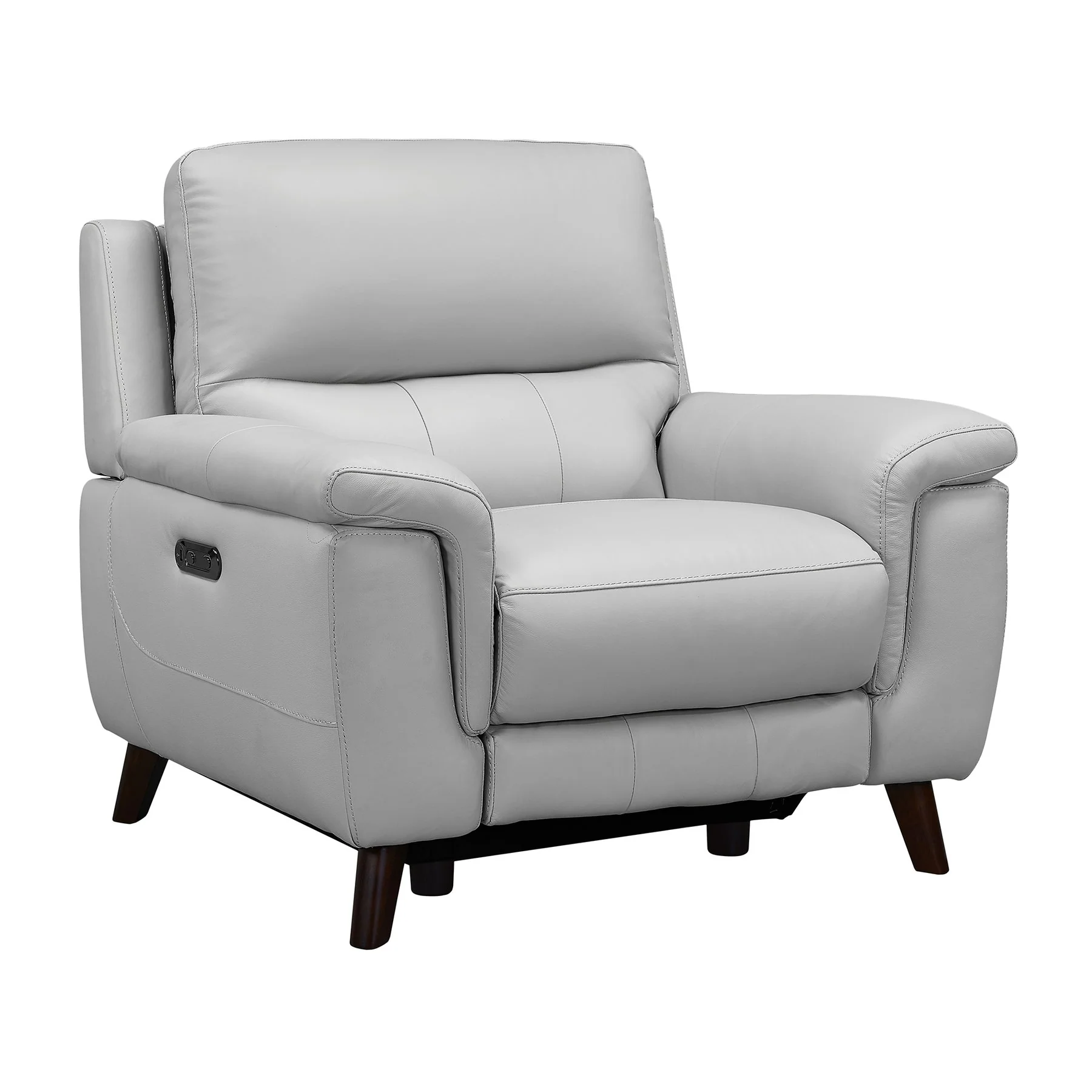 Lizette Contemporary Chair in Dark Brown Wood Finish and Dove Gray Genuine Leather