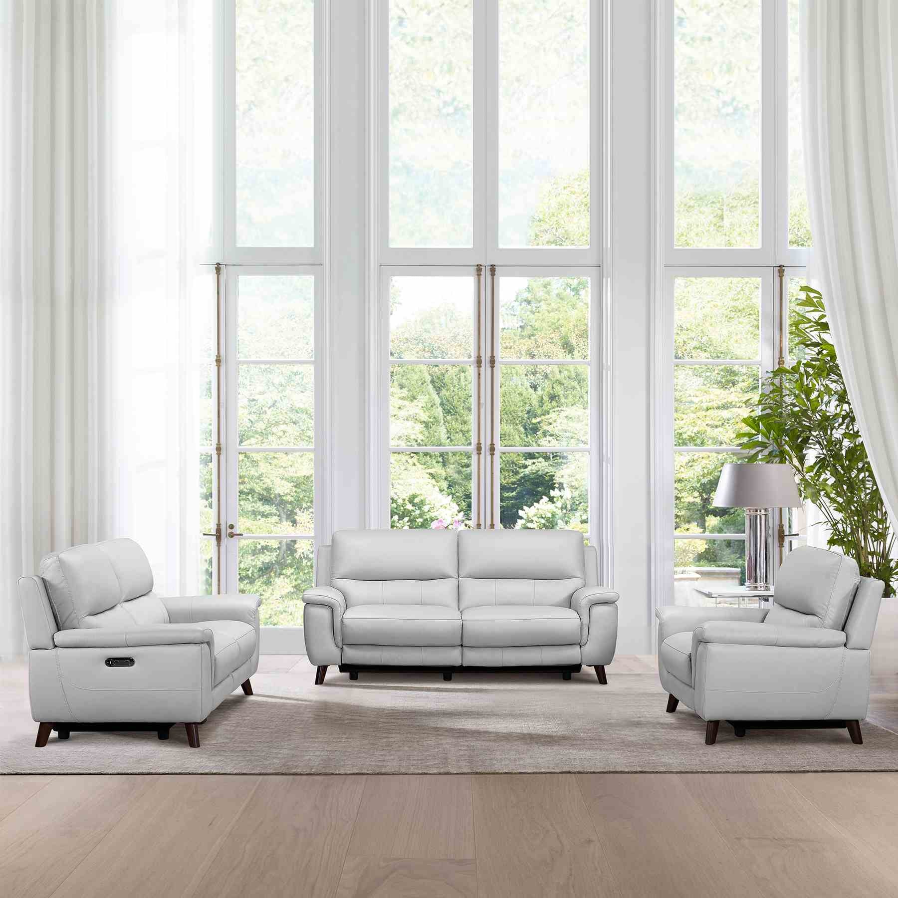 Lizette Contemporary Chair in Dark Brown Wood Finish and Dove Gray Genuine Leather - Image 12