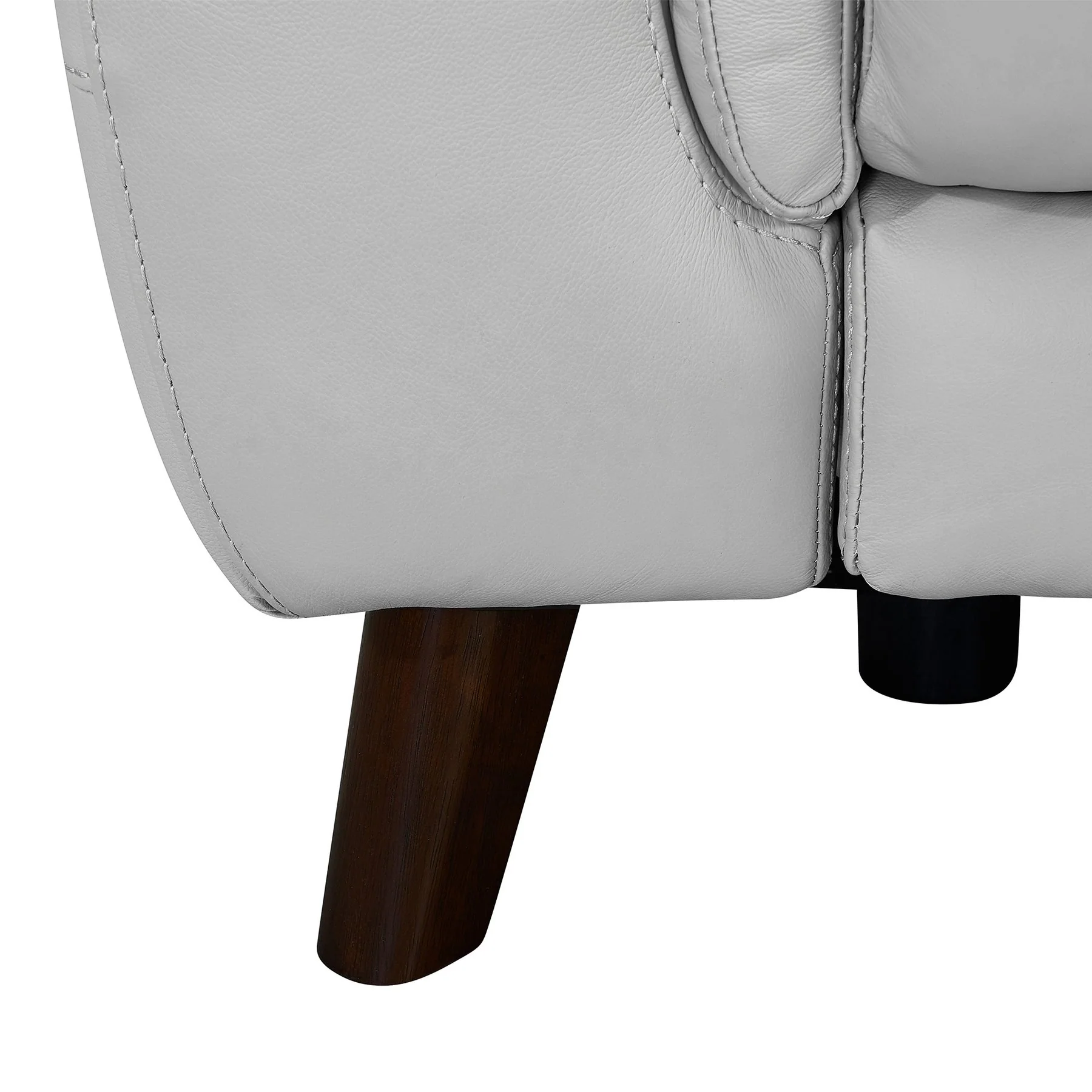 Lizette Contemporary Chair in Dark Brown Wood Finish and Dove Gray Genuine Leather - Image 6