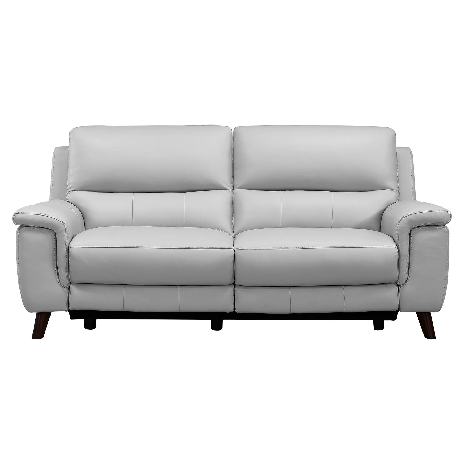 Lizette Contemporary Sofa in Dark Brown Wood Finish and Dove Gray Genuine Leather