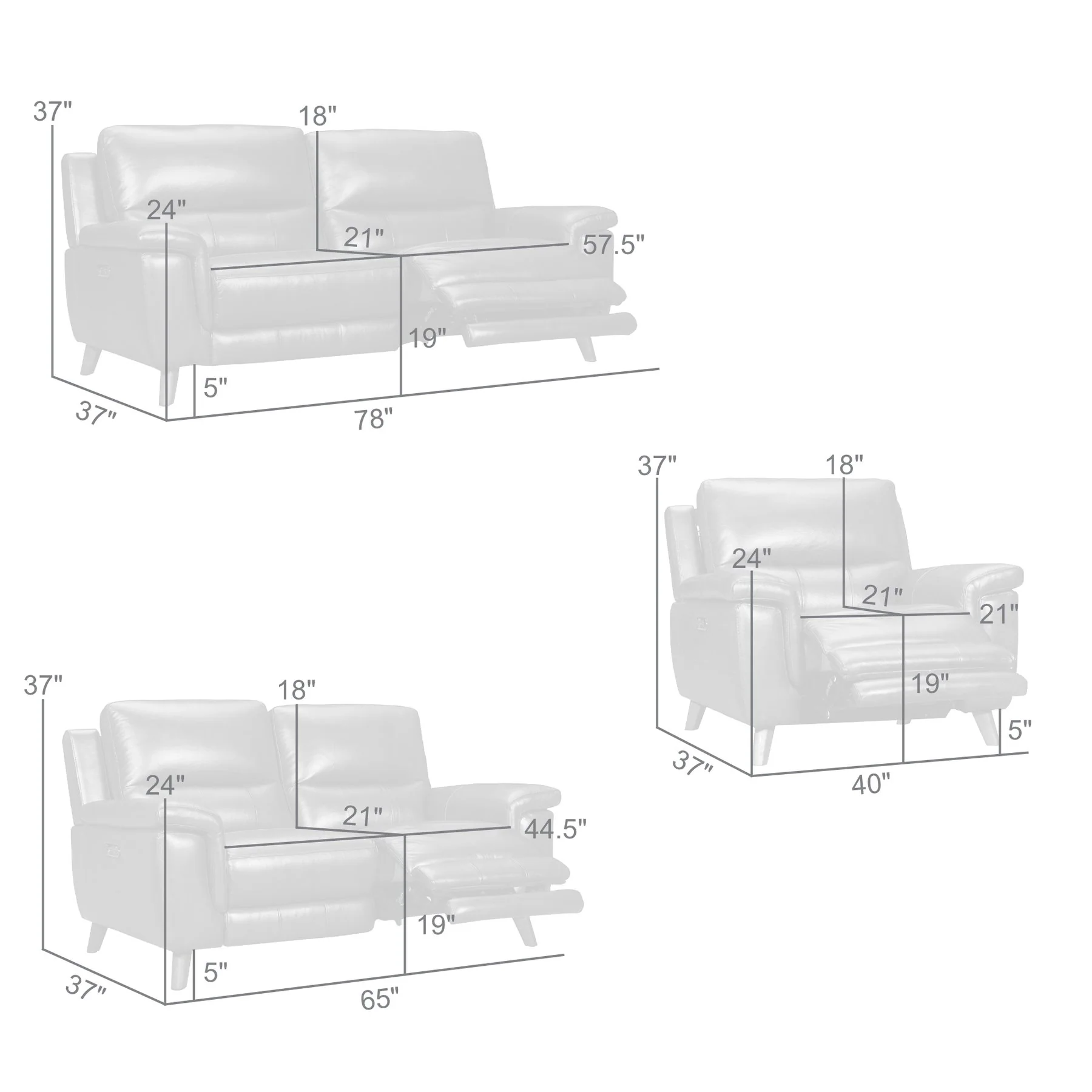 Lizette Dove Gray Leather Power Recliner 3 Piece Living Room Set with USB - Image 11