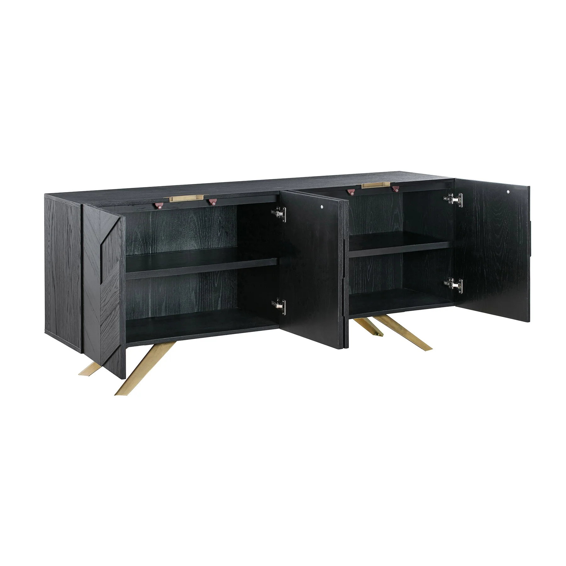 Lombard 4 Door Sideboard Buffet in Black Brushed Wood - Image 2