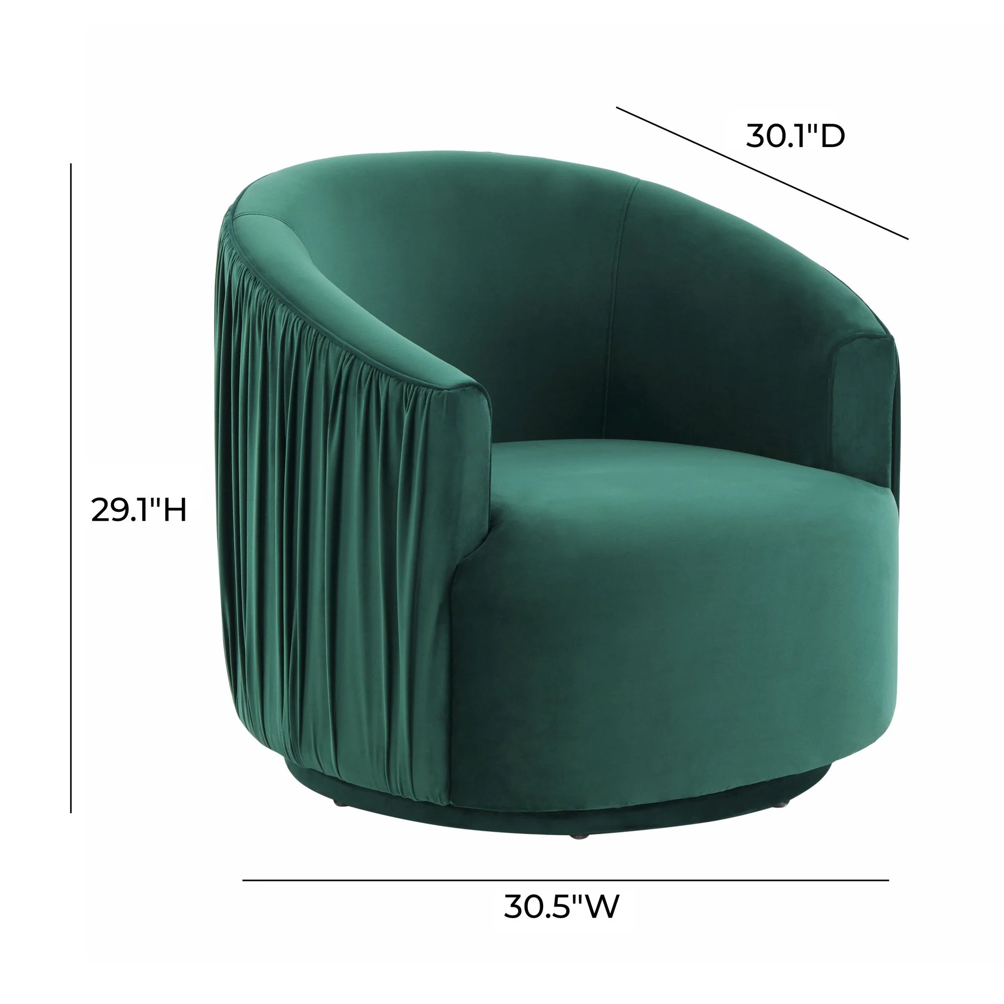 London Forest Green Pleated Swivel Chair - Image 7