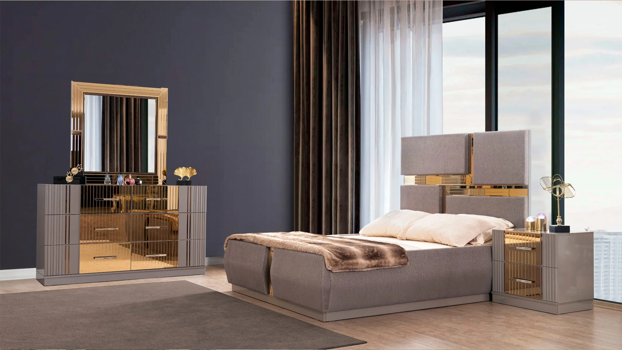 Lorenzo Queen 4 Pc Bedroom Set River Sand