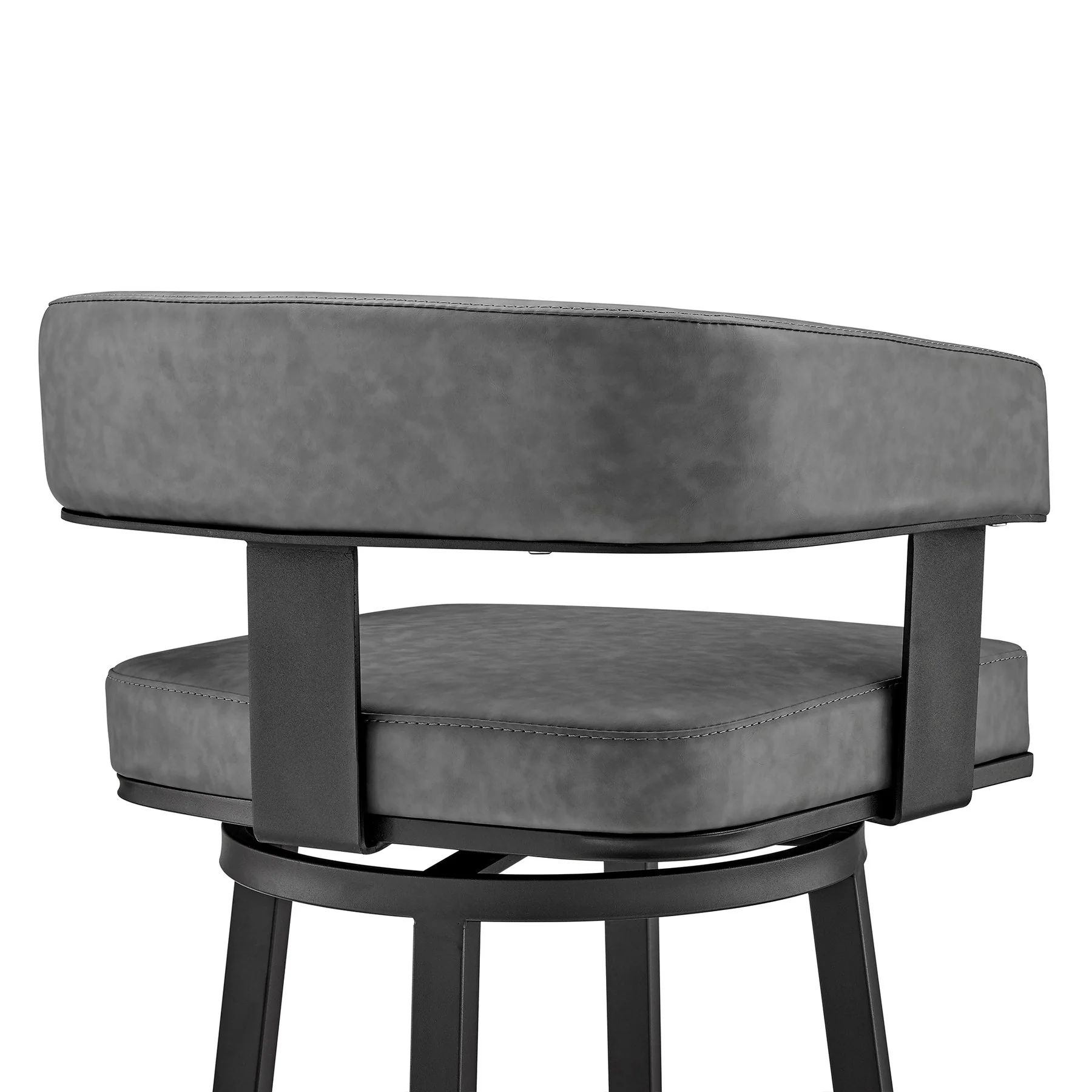 Lorin 26" Counter Height Swivel Bar Stool in Black Finish and Gray Faux Leather - Image 7
