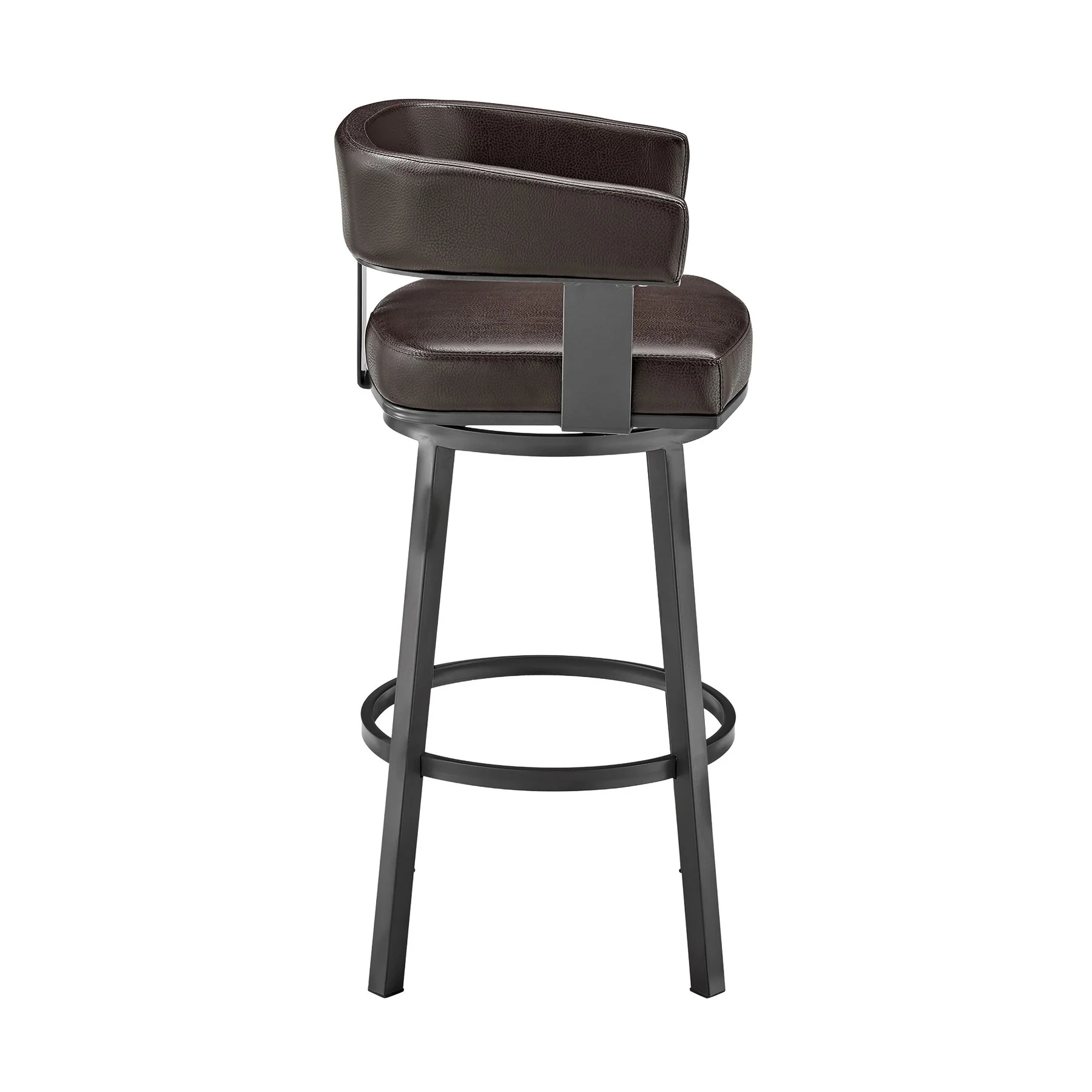 Lorin 26" Counter Height Swivel Bar Stool in Java Finish and Chocolate Faux Leather - Image 3