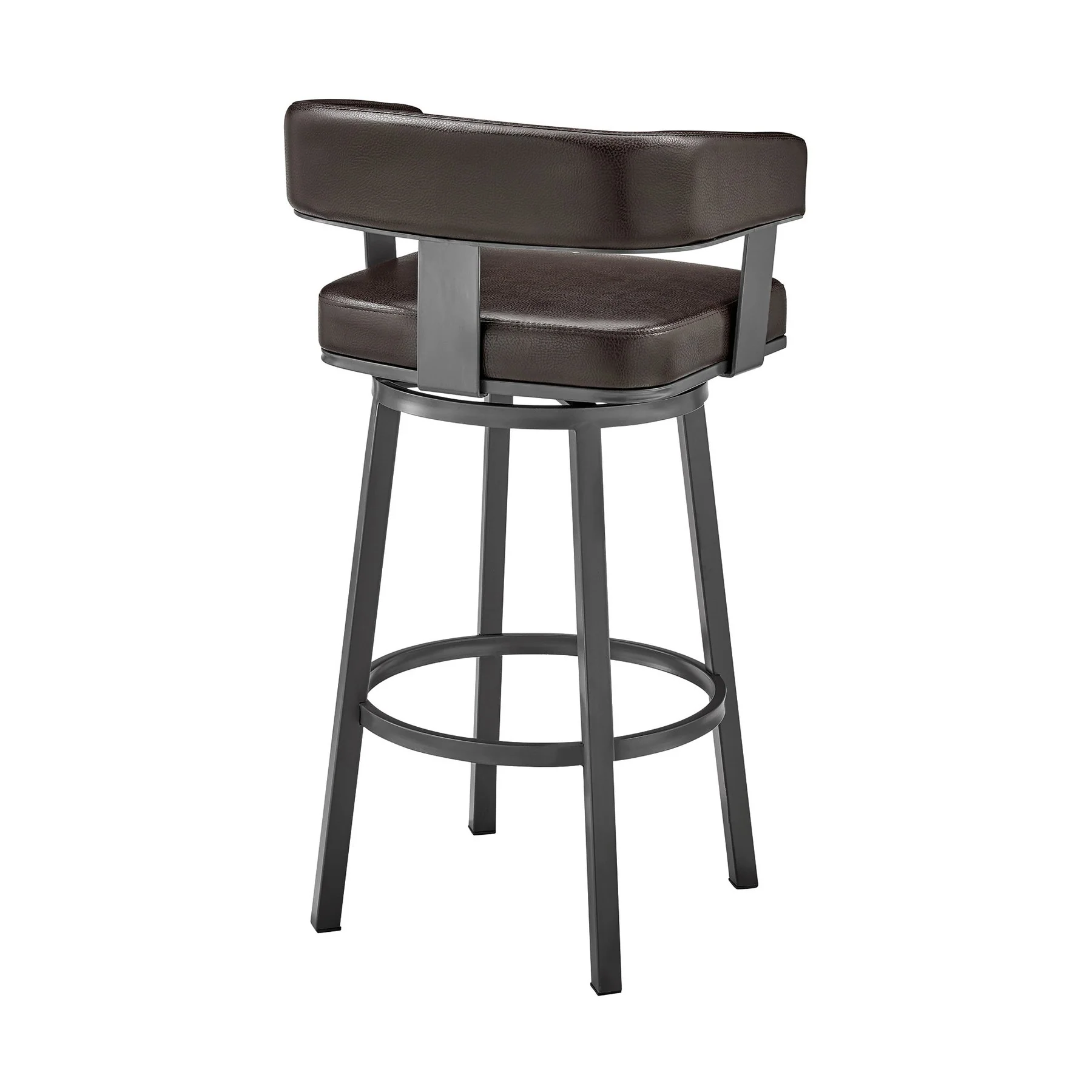 Lorin 26" Counter Height Swivel Bar Stool in Java Finish and Chocolate Faux Leather - Image 4