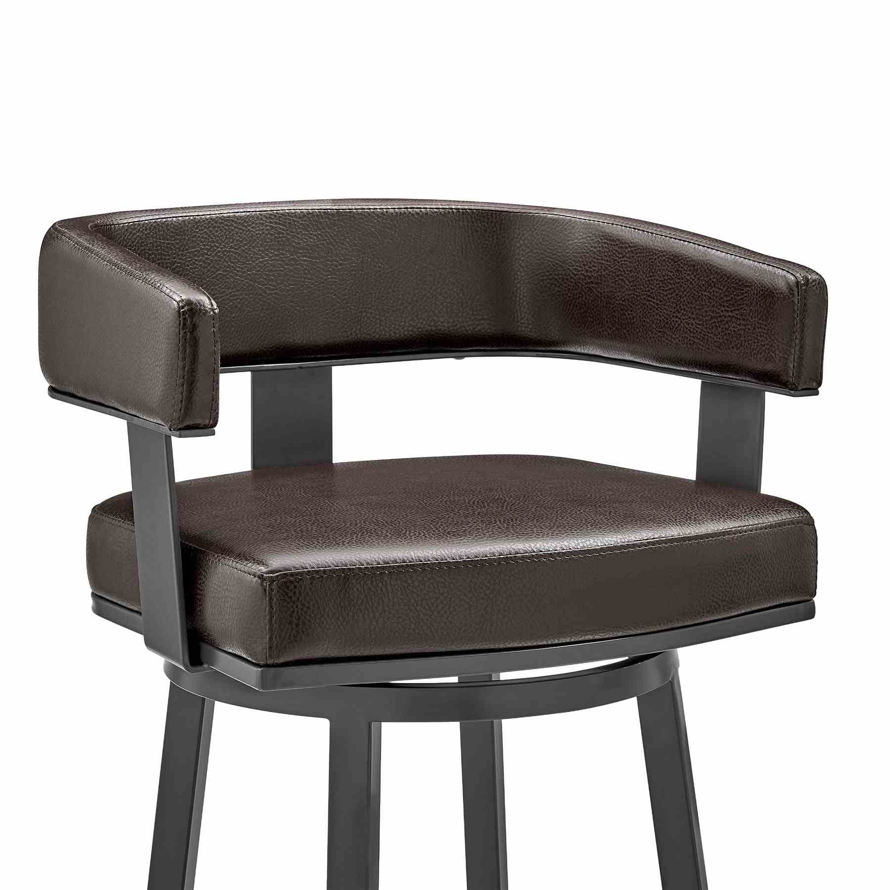 Lorin 26" Counter Height Swivel Bar Stool in Java Finish and Chocolate Faux Leather - Image 6
