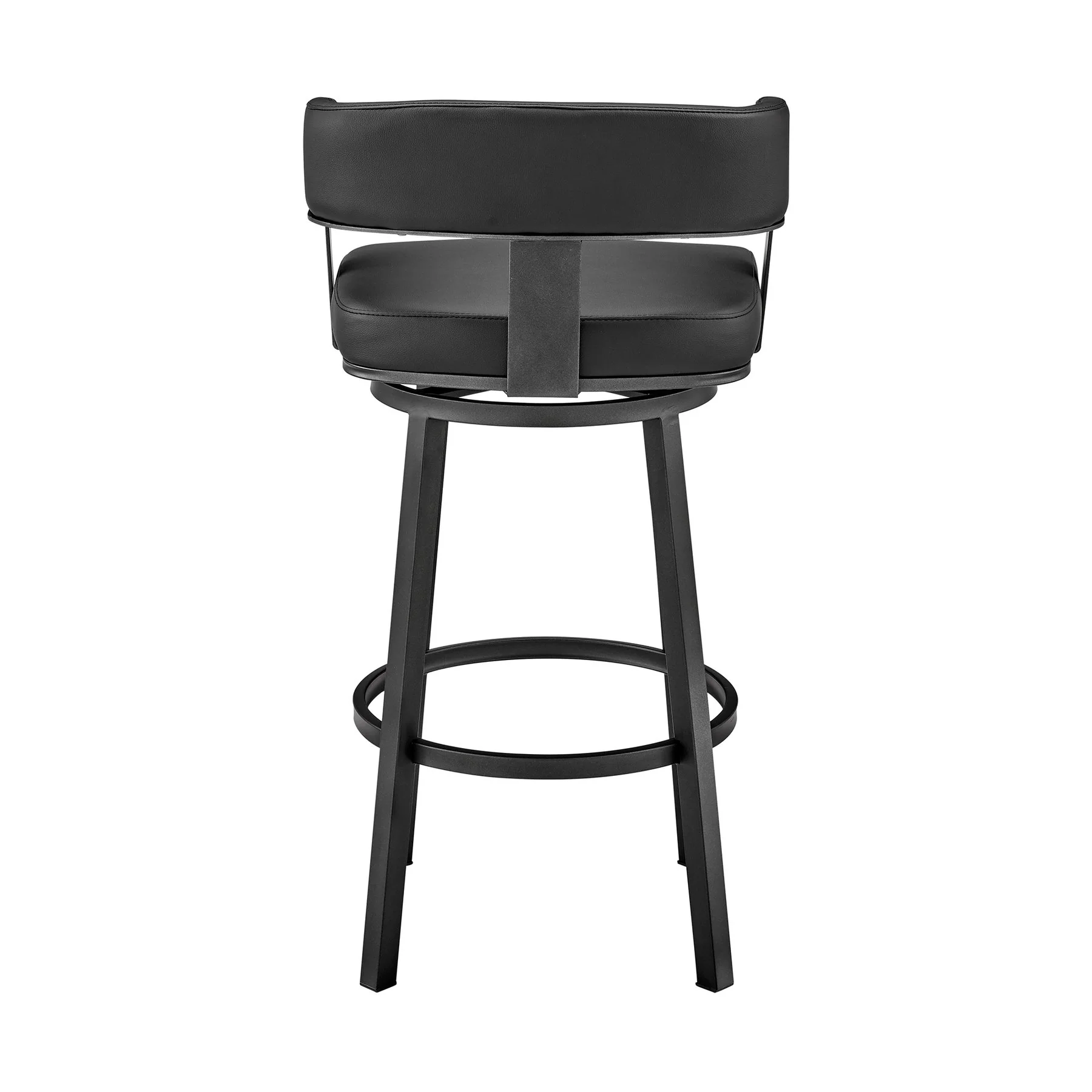 Lorin 30" Bar Height Swivel Bar Stool in Black Finish and Black Faux Leather - Image 5