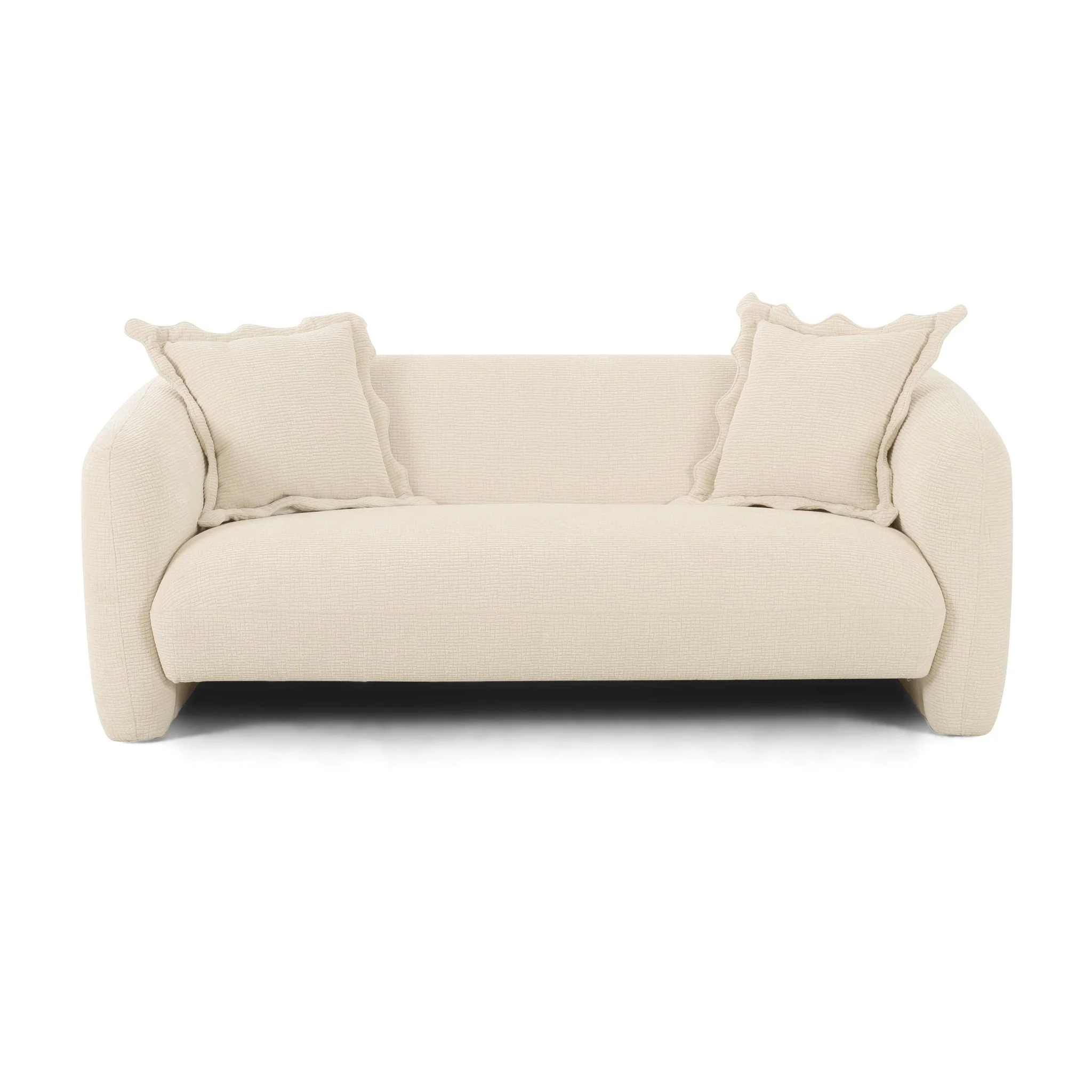 Lou Sandstone Textured Fabric Loveseat - Image 3