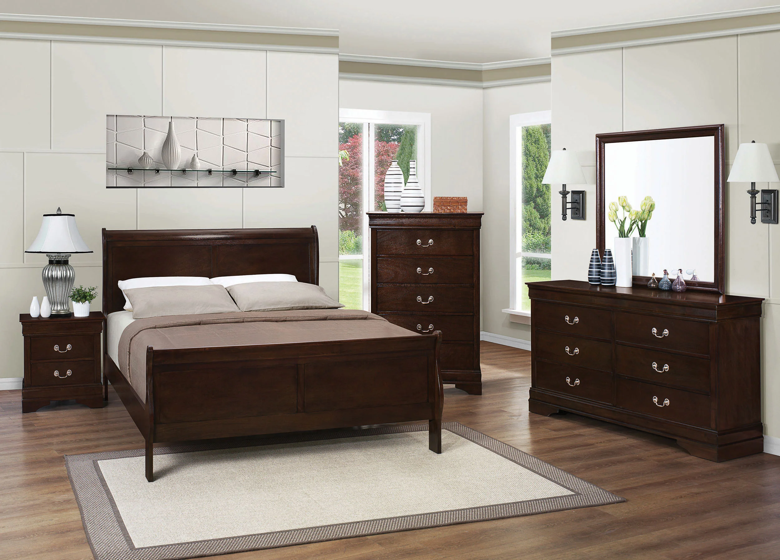 Louis Philippe Sleigh Panel Bed - Image 18