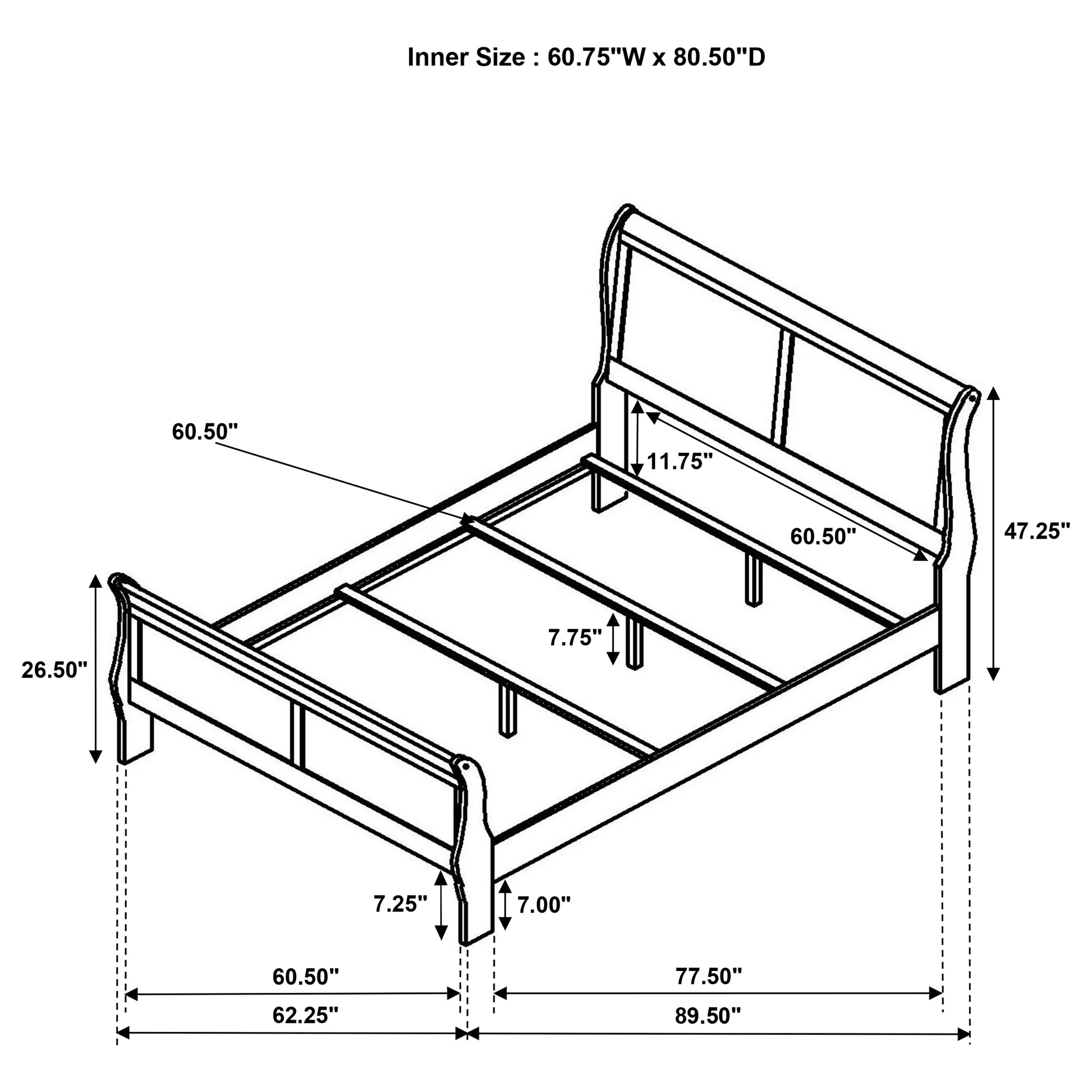Louis Philippe Sleigh Panel Bed - Image 42