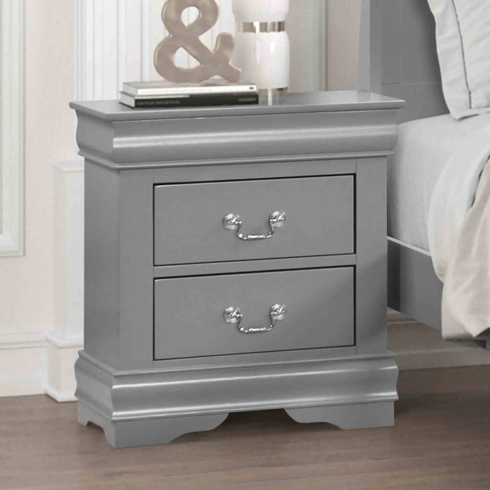 Louis Philippe Nightstand, Gray