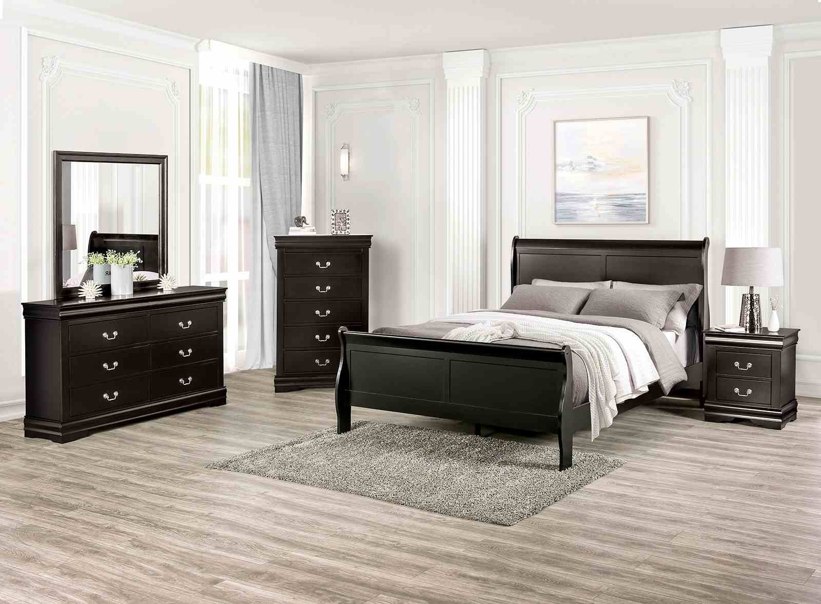 Louis Philippe Queen Bed, Black