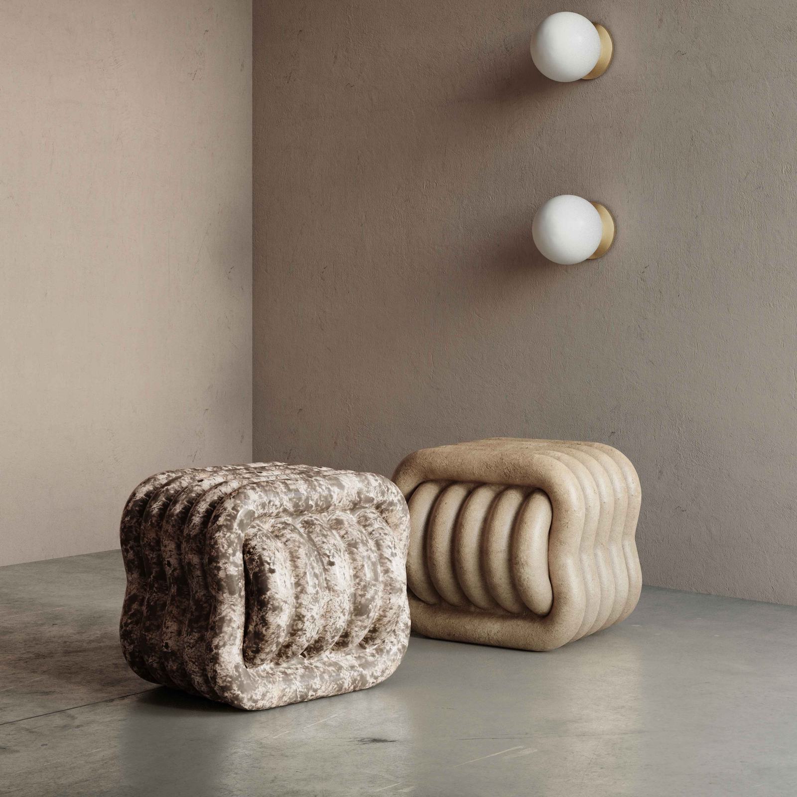 Love Knot Breccia Capraia Faux Marble Indoor / Outdoor Accent Stool - Image 2