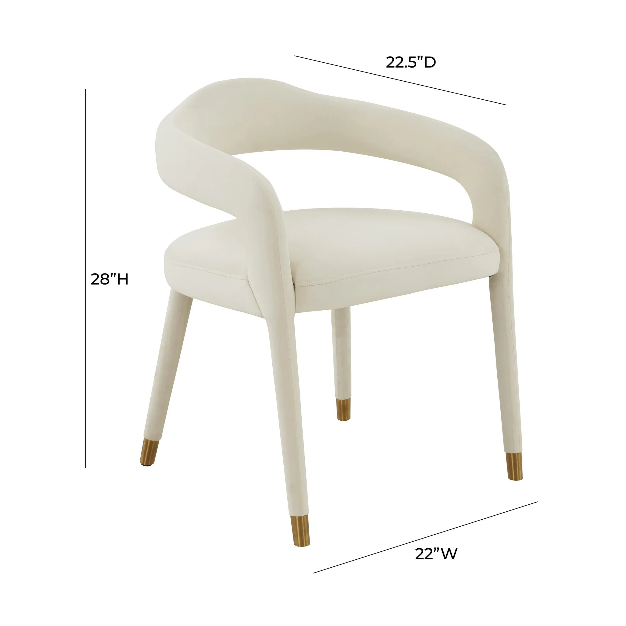 Lucia Cream Velvet Dining Chair - Image 6